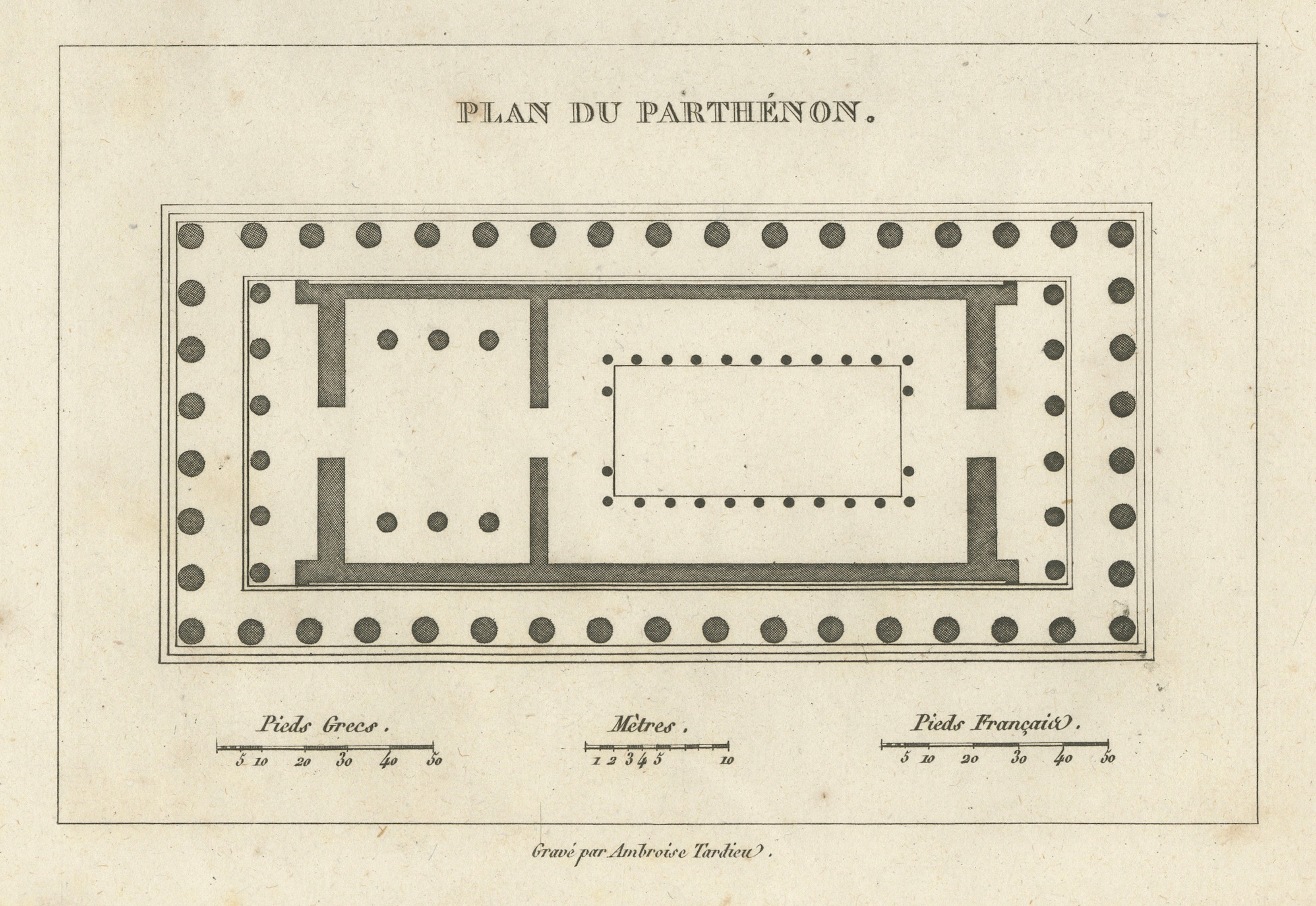 Antique Architectural Print of the Parthenon, Athens, Tardieu, 1825