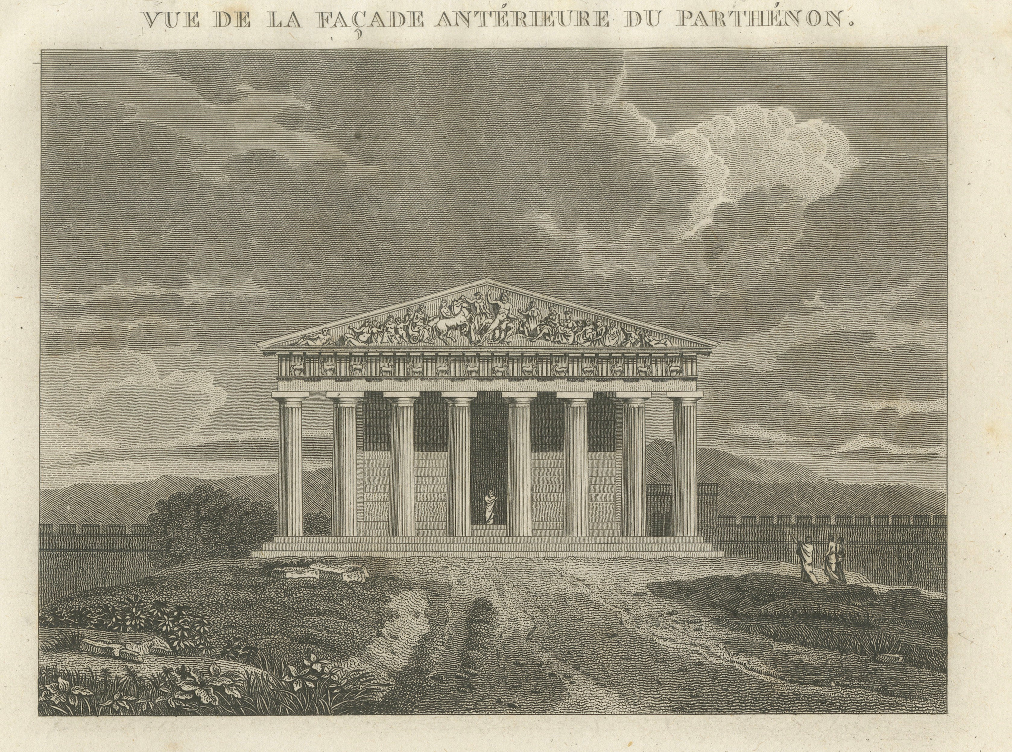 Antique Architectural Print of the Parthenon, Athens, Tardieu, 1825