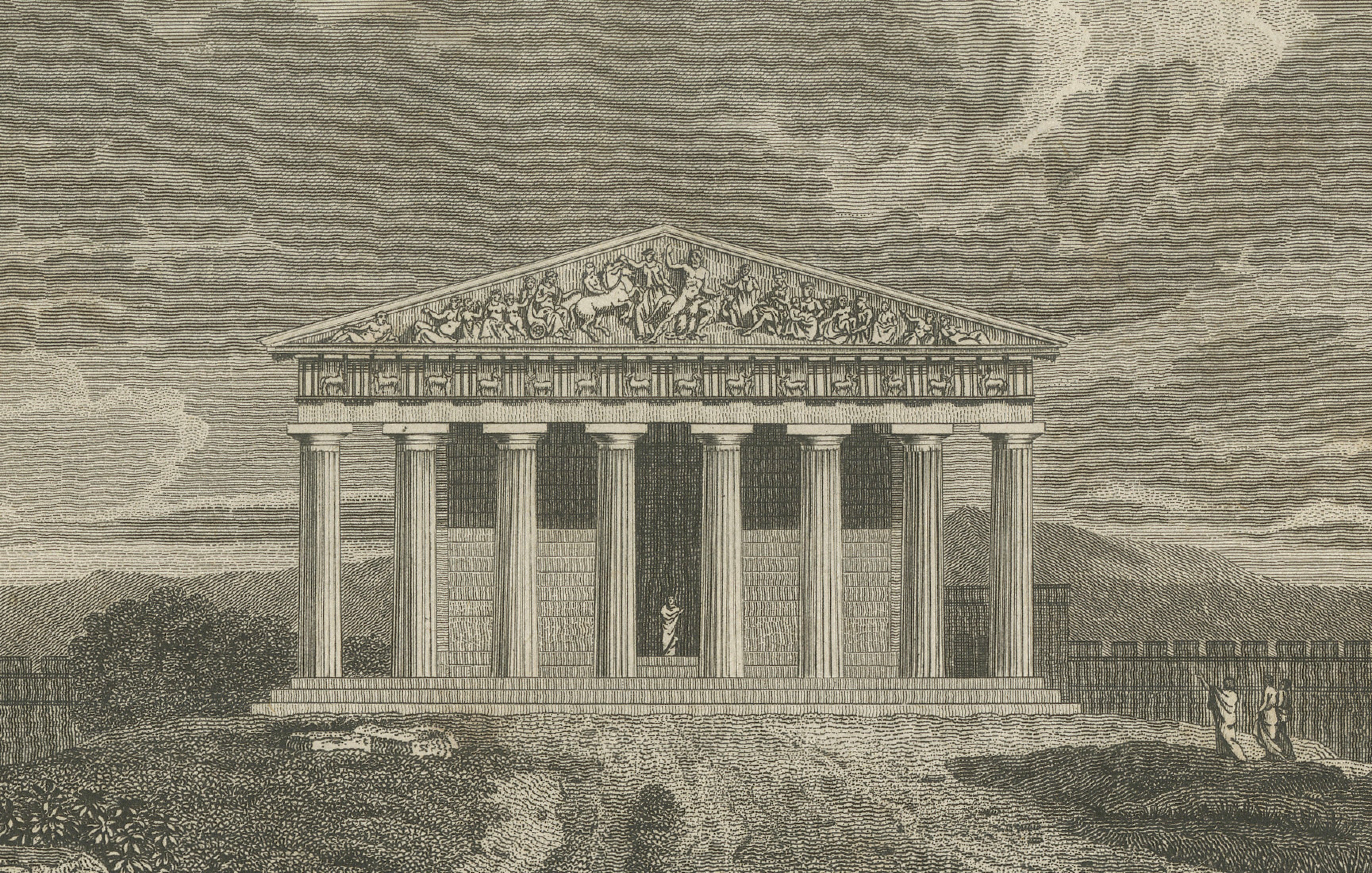 Antique Architectural Print of the Parthenon, Athens, Tardieu, 1825