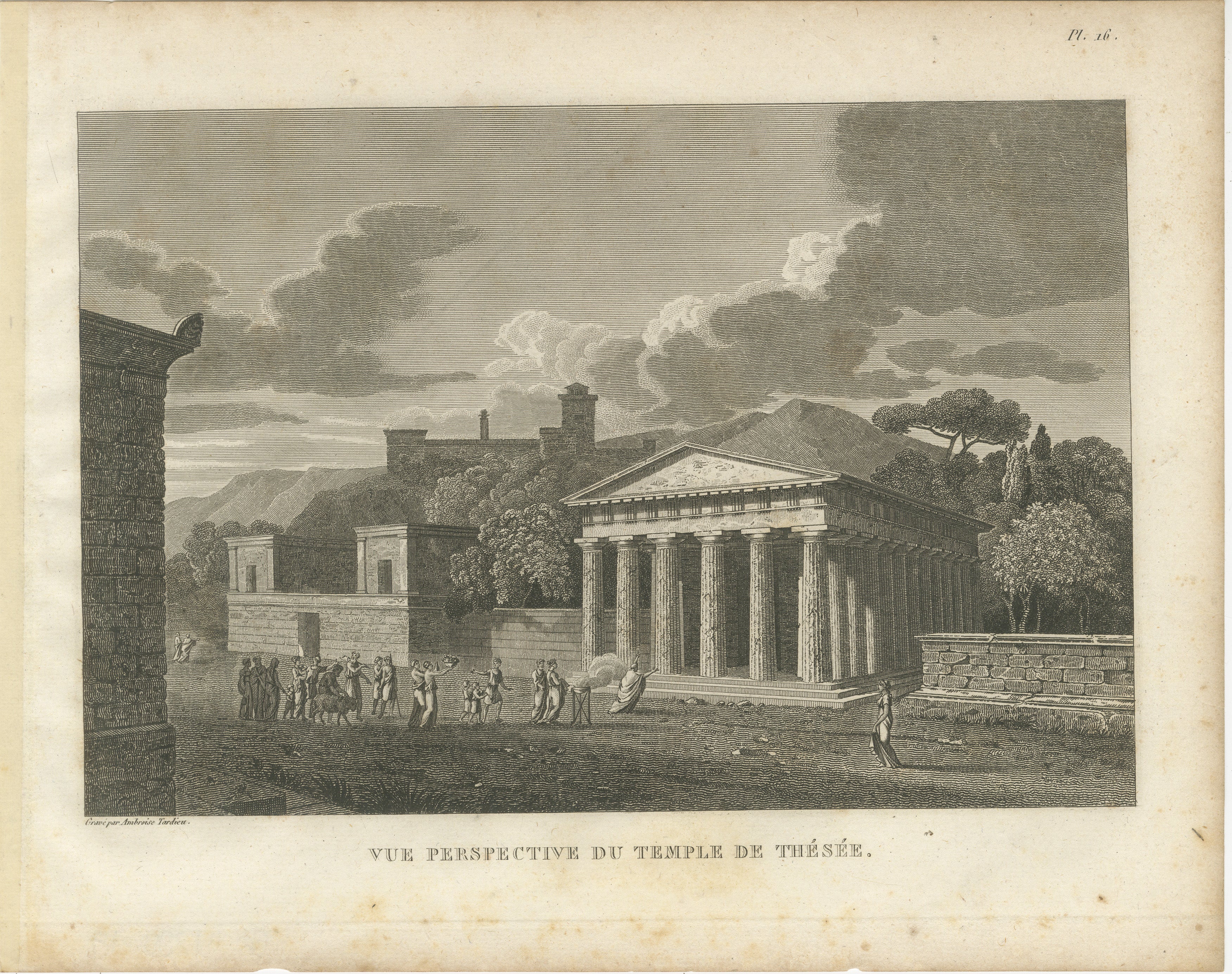 Set of Two Ancient Greek Temple Views, Parthenon and Theseion, Tardieu, 1825