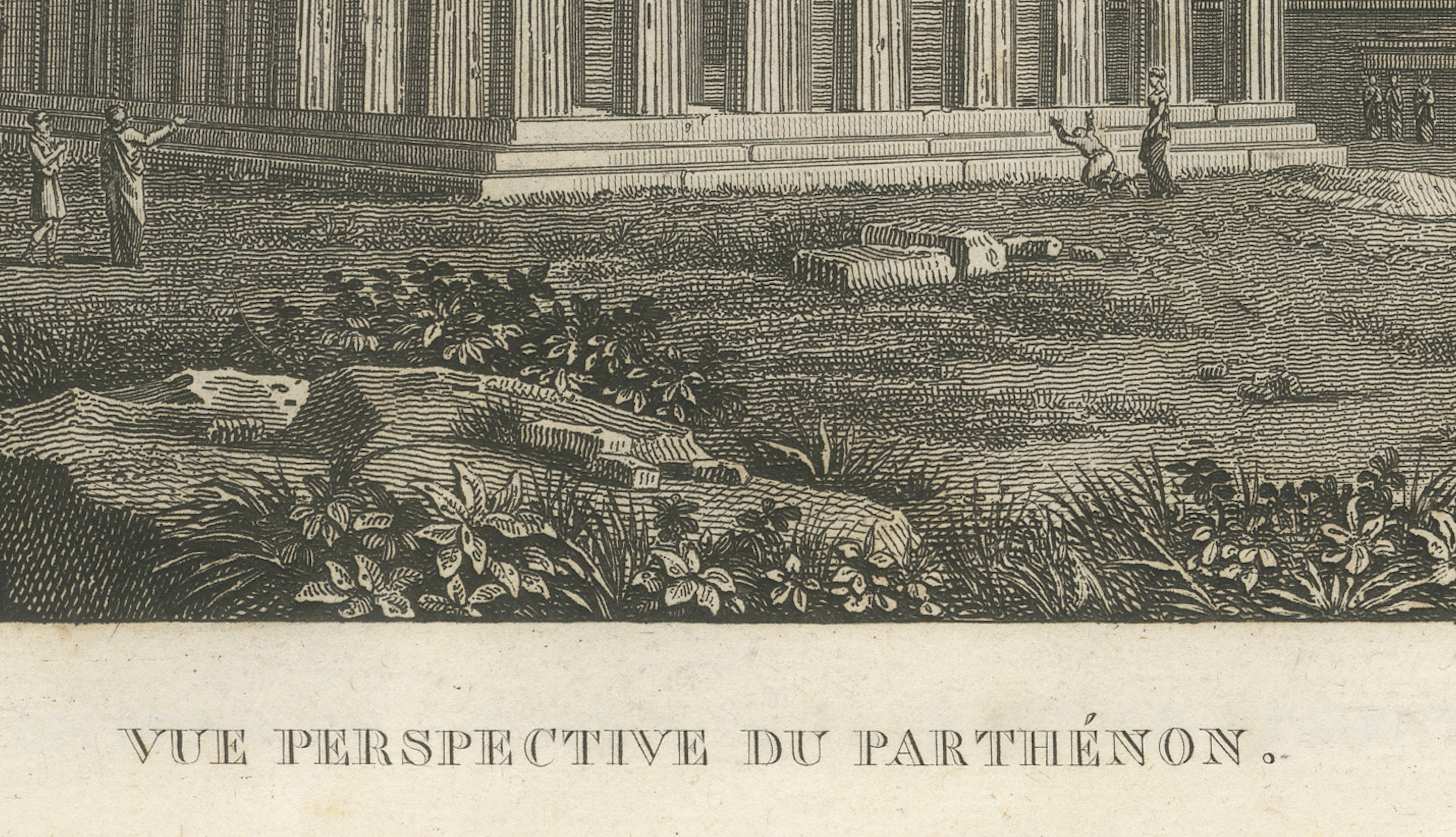 Set of Two Ancient Greek Temple Views, Parthenon and Theseion, Tardieu, 1825