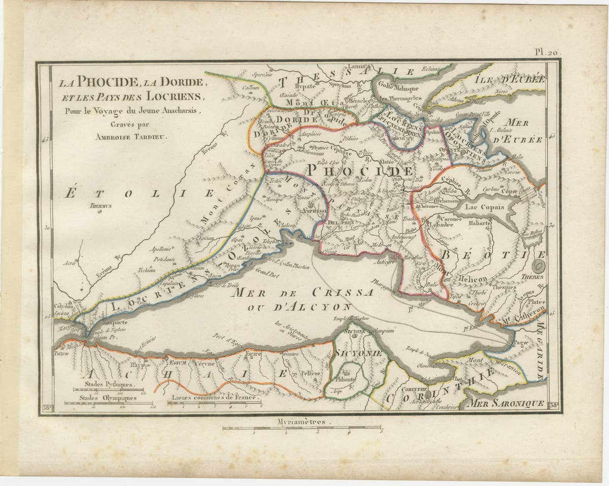 Ancient Phocis, Doris and Locris Map by Ambroise Tardieu, 1825