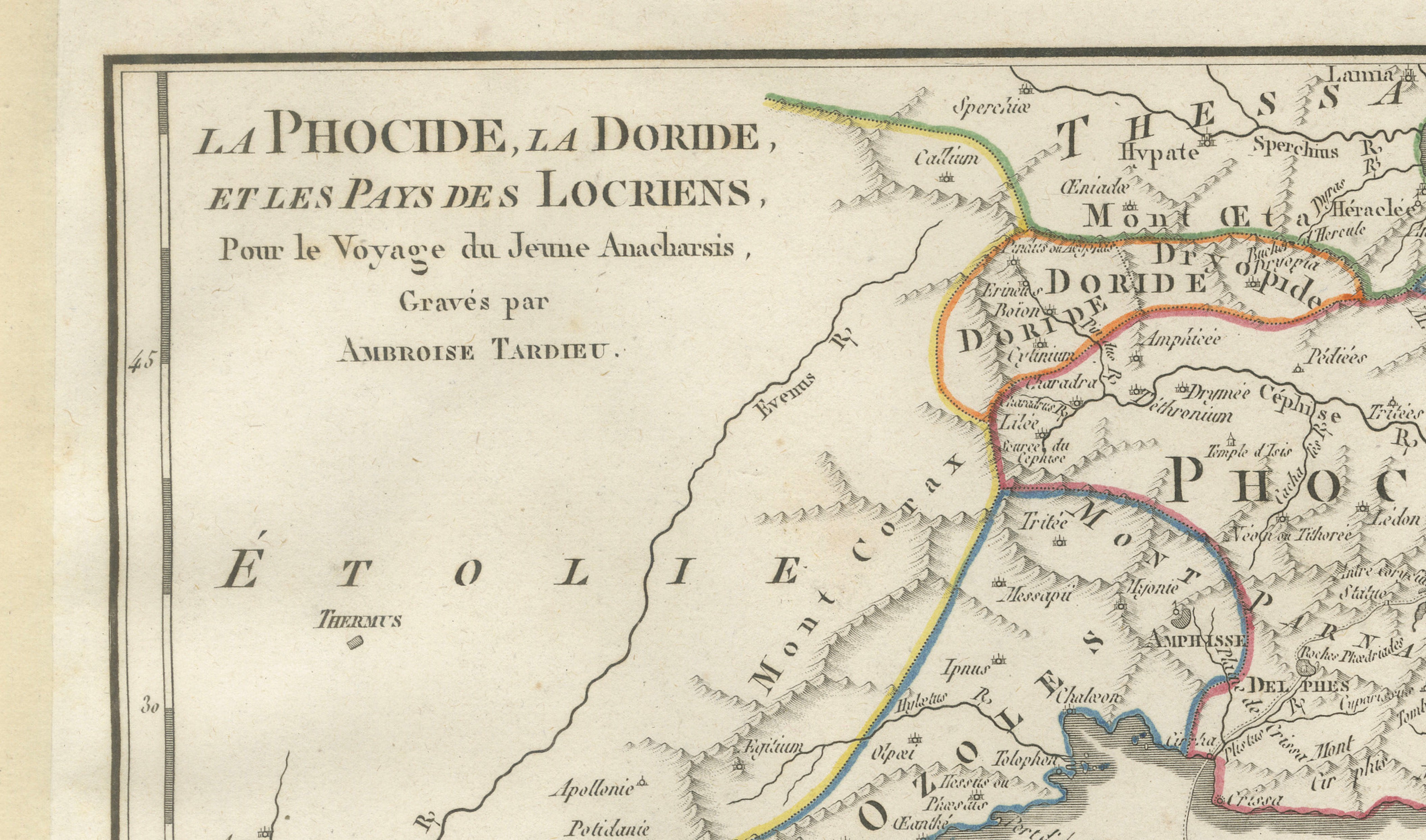 Ancient Phocis, Doris and Locris Map by Ambroise Tardieu, 1825