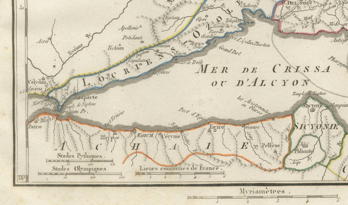 Ancient Phocis, Doris and Locris Map by Ambroise Tardieu, 1825