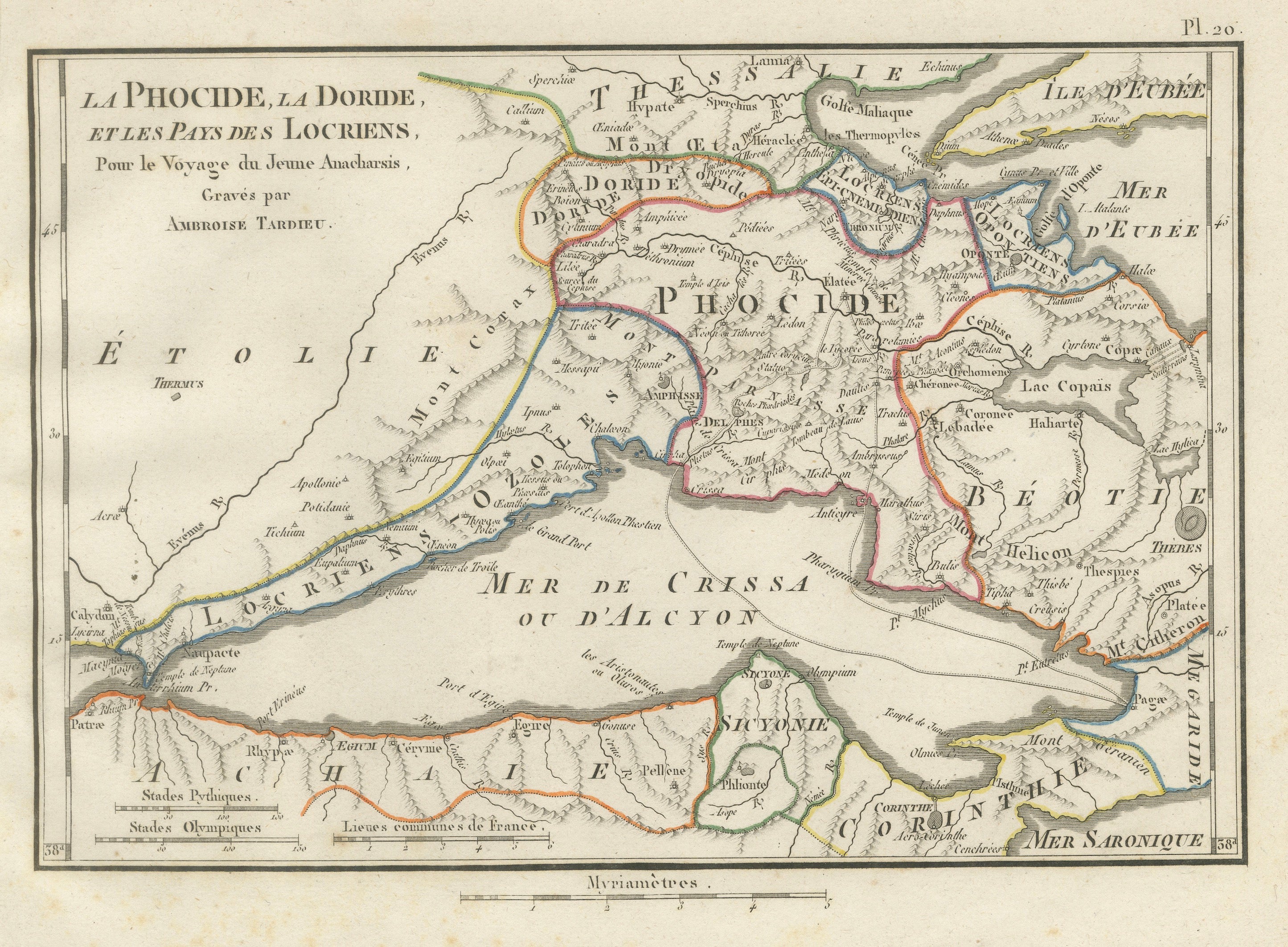 Ancient Phocis, Doris and Locris Map by Ambroise Tardieu, 1825