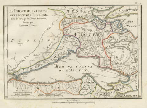Ancient Phocis, Doris and Locris Map by Ambroise Tardieu, 1825