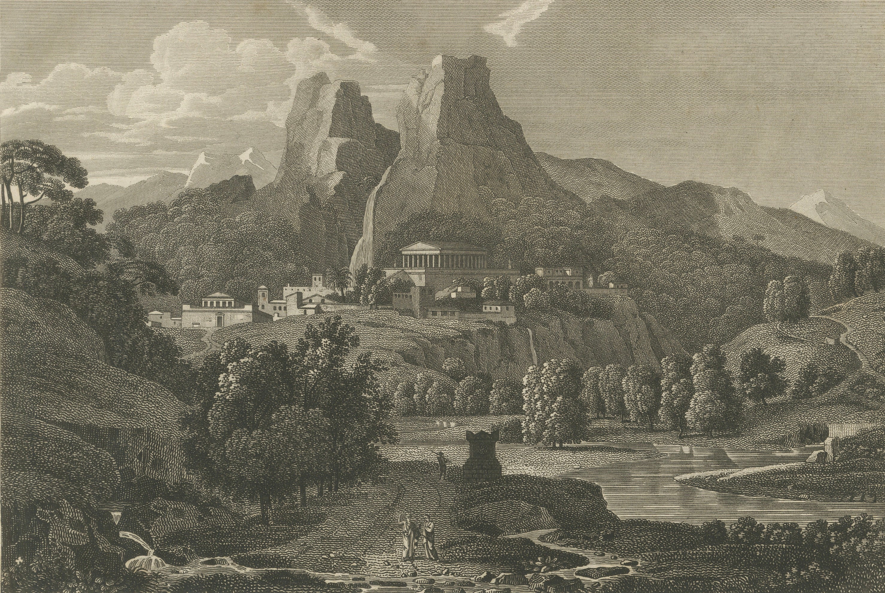 Antique View of Delphi and the Rocks of Mount Parnassus, Tardieu, 1825