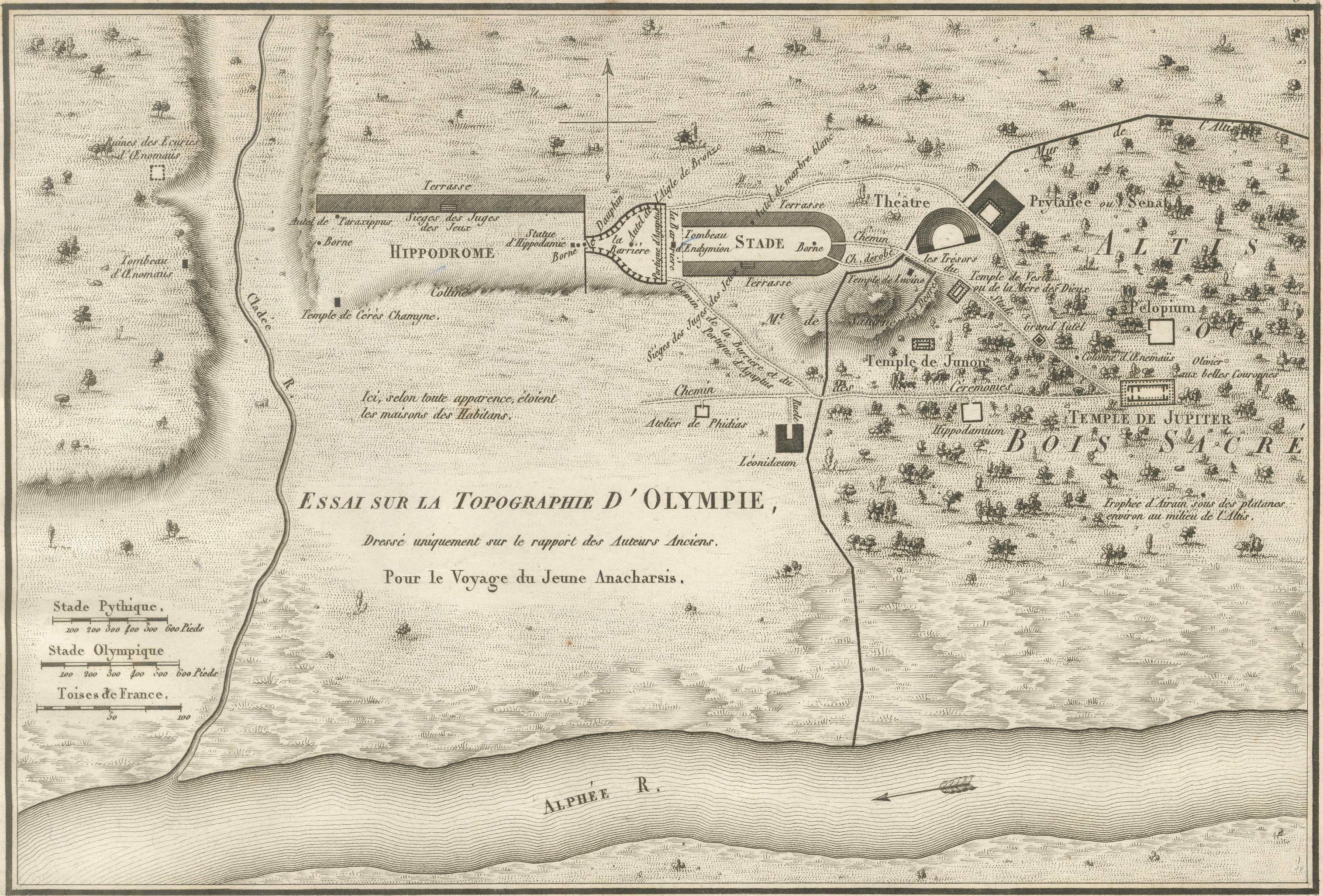 Ancient Olympia and Olympic Games Site Plan by Ambroise Tardieu, 1825