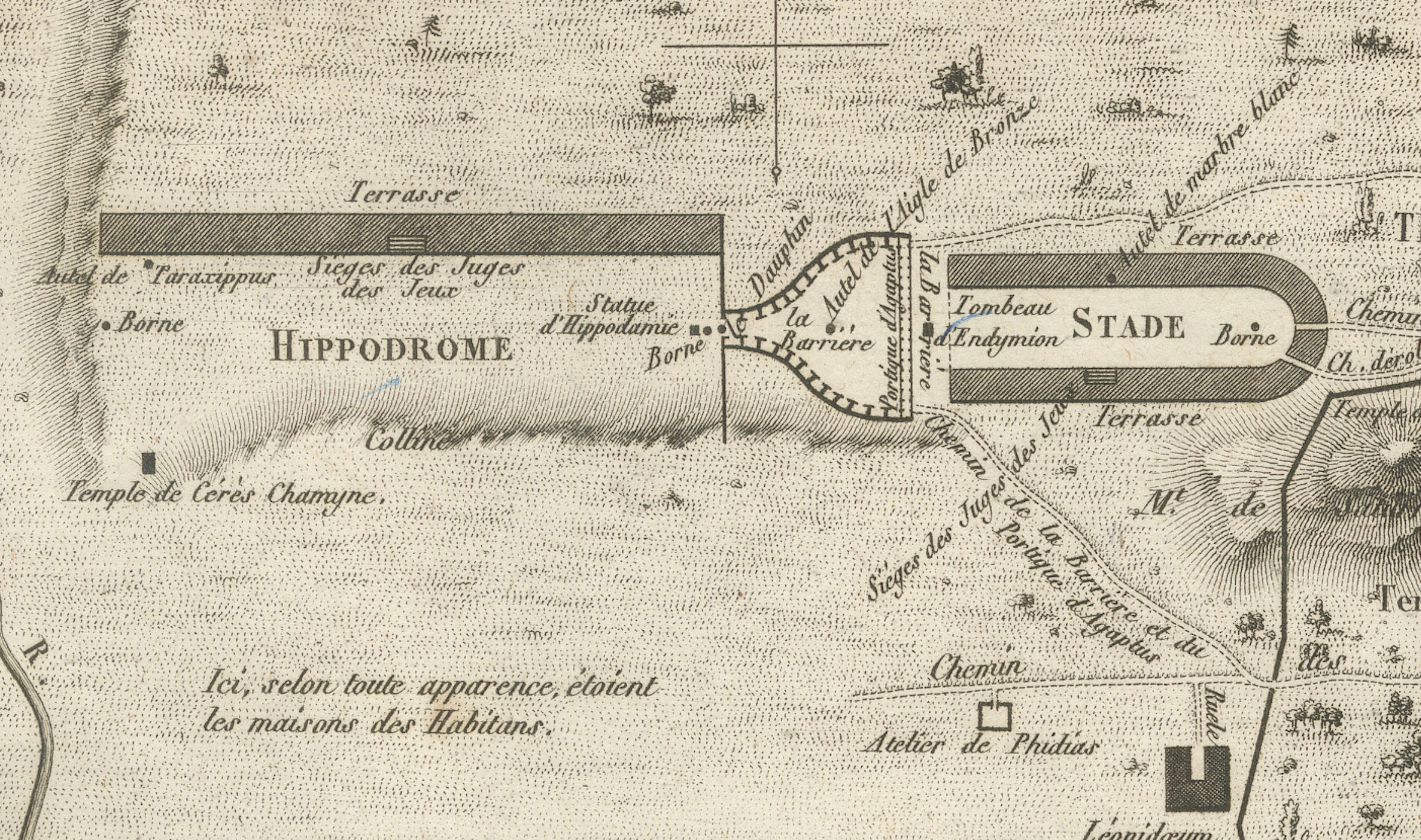 Ancient Olympia and Olympic Games Site Plan by Ambroise Tardieu, 1825