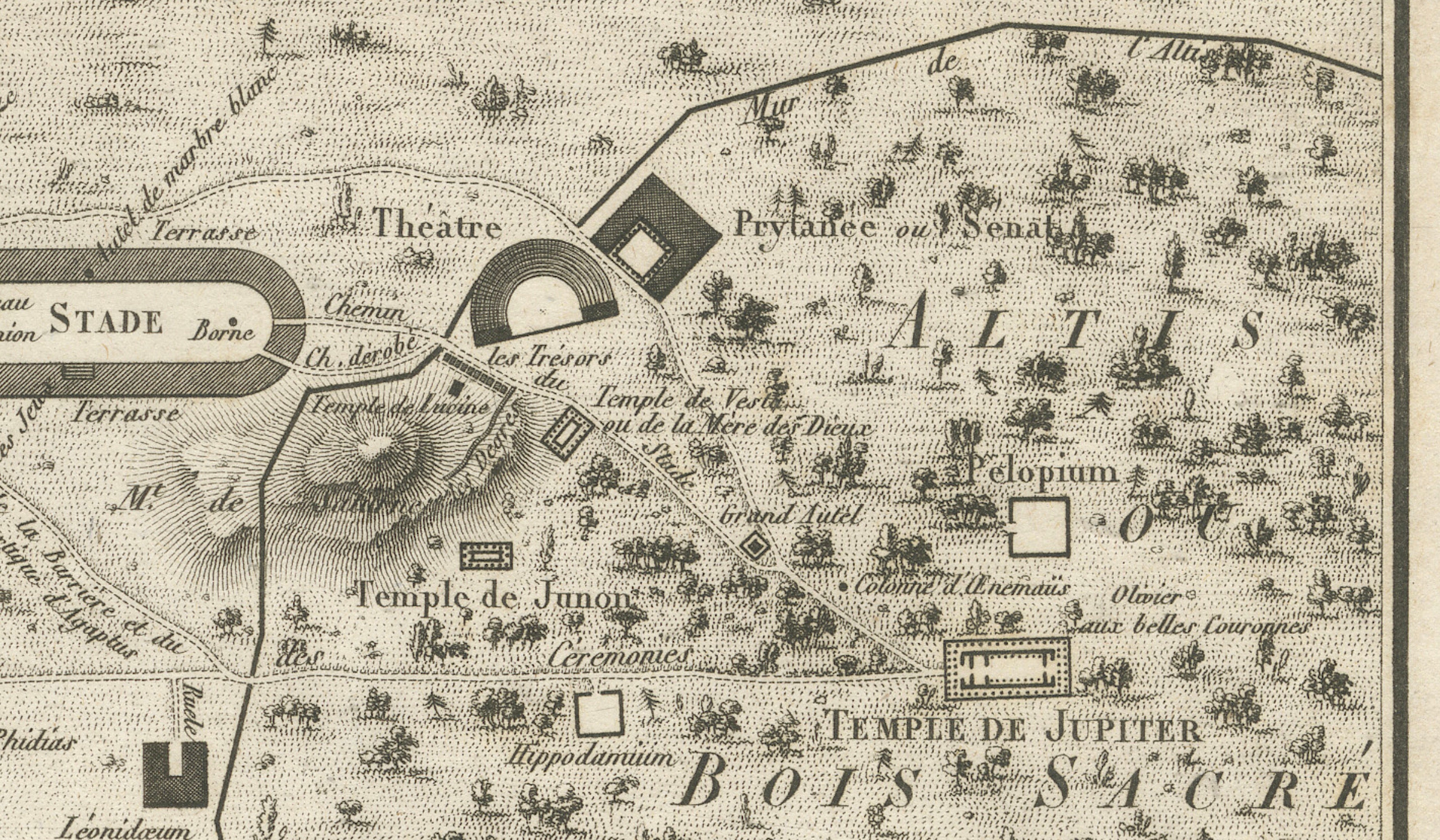 Ancient Olympia and Olympic Games Site Plan by Ambroise Tardieu, 1825