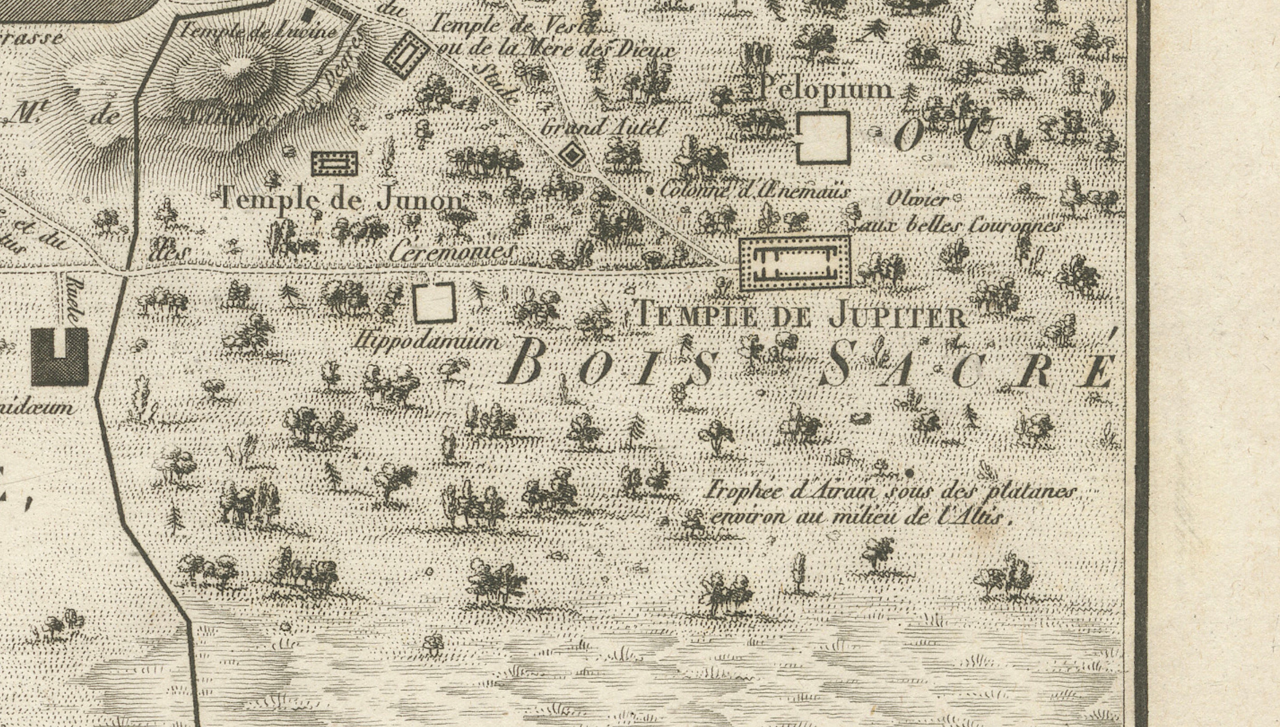 Ancient Olympia and Olympic Games Site Plan by Ambroise Tardieu, 1825