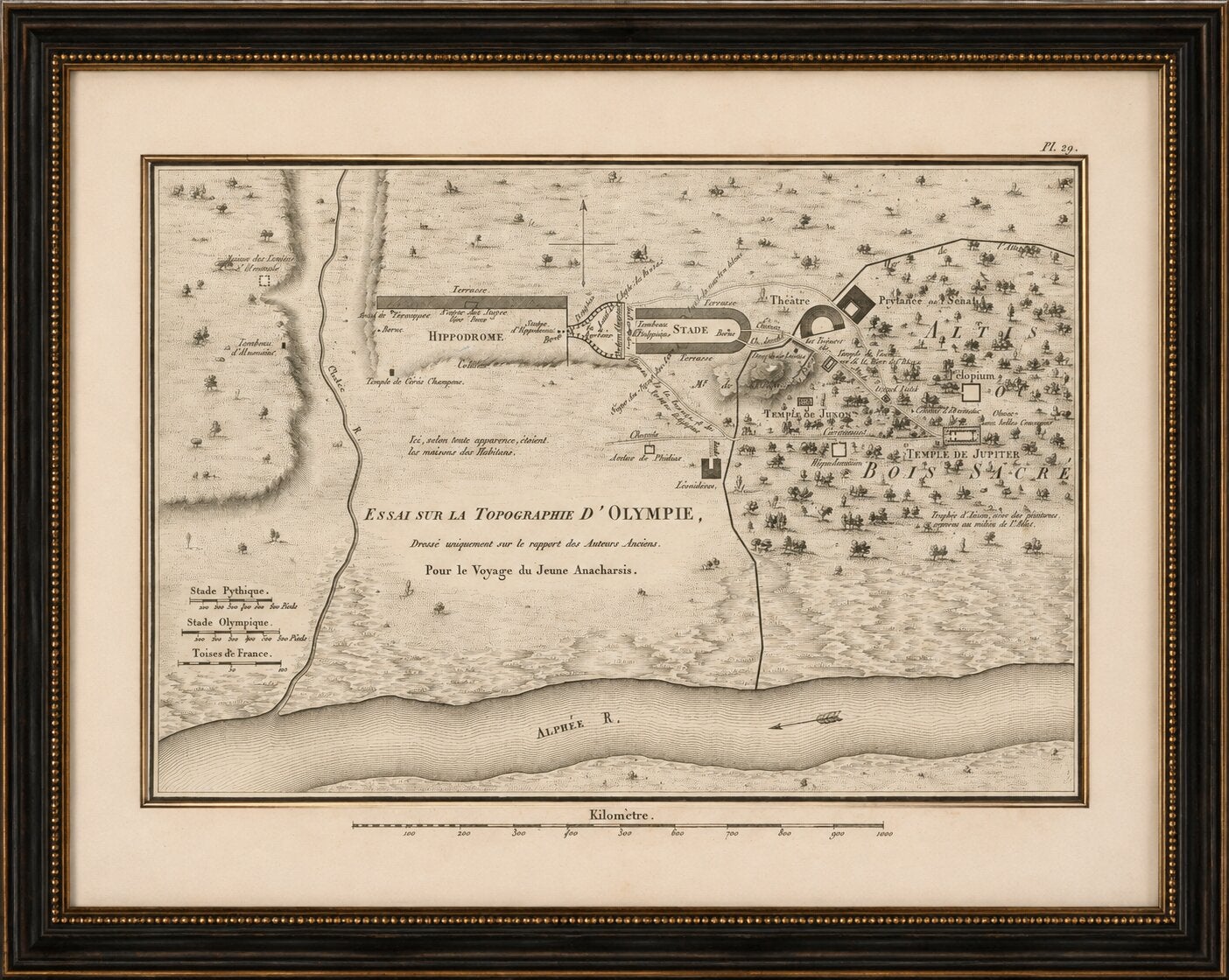Ancient Olympia and Olympic Games Site Plan by Ambroise Tardieu, 1825