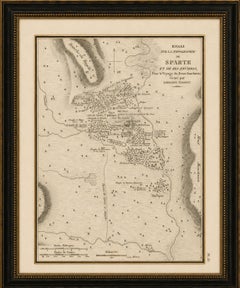 Antique Map of Ancient Sparta and Its Surroundings, Tardieu, 1825