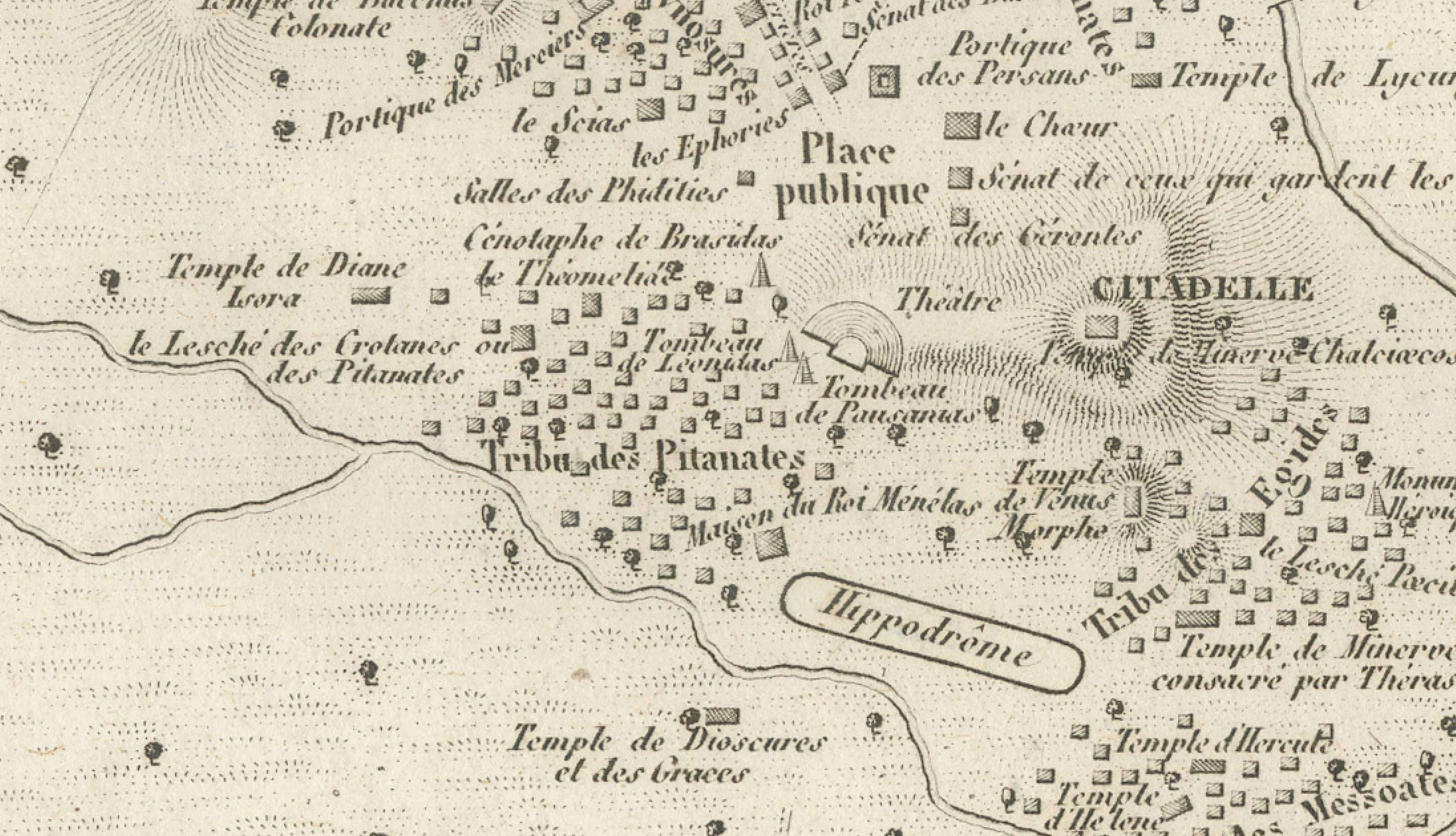 Antique Map of Ancient Sparta and Its Surroundings, Tardieu, 1825