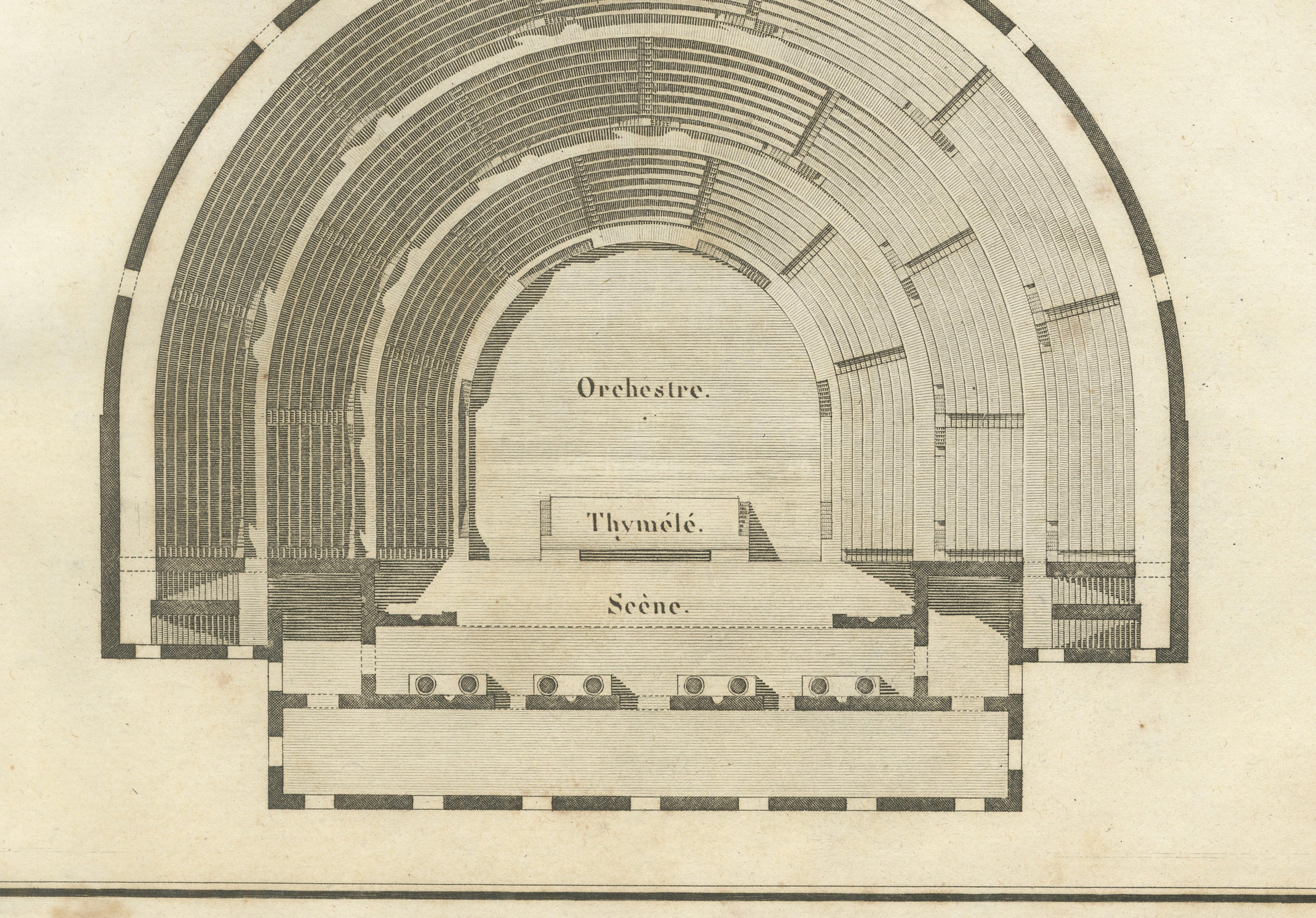 Ancient Greek Theatre Architectural Plan by Ambroise Tardieu, 1825