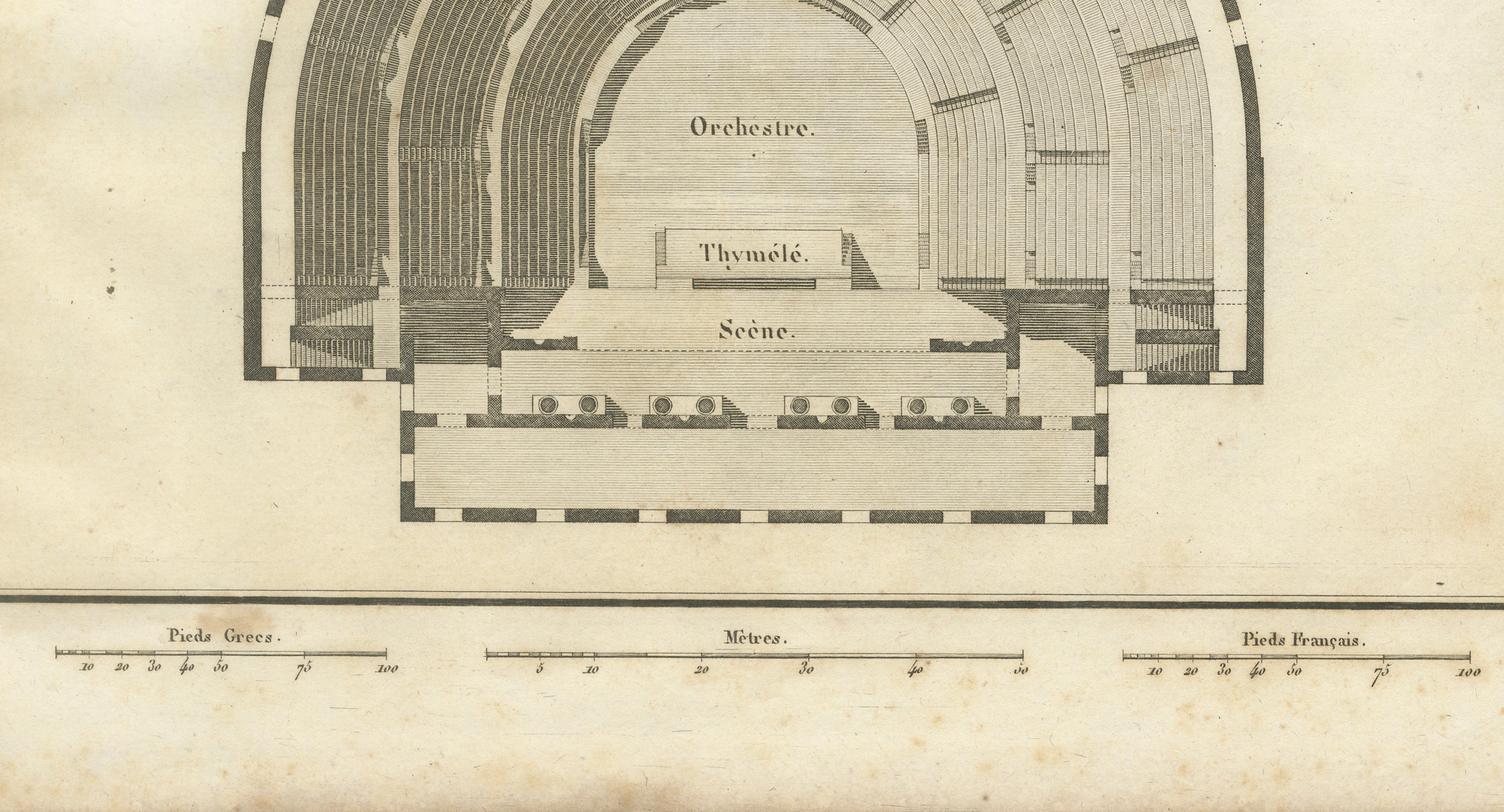 Ancient Greek Theatre Architectural Plan by Ambroise Tardieu, 1825