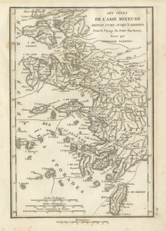 Antique Map of Asia Minor Coast and Greek Islands by Ambroise Tardieu, 1825