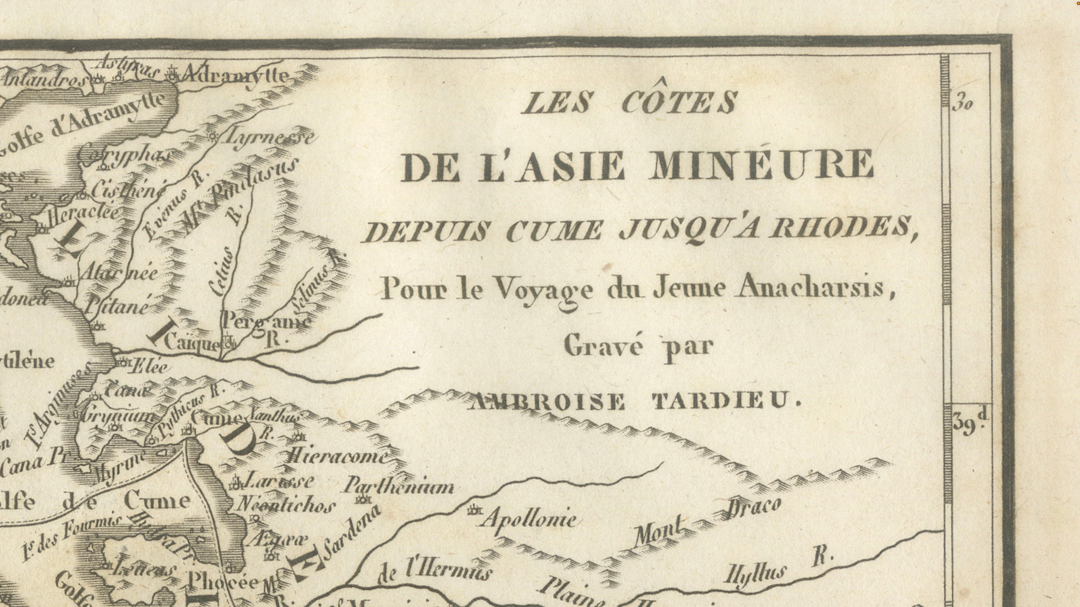 Antique Map of Asia Minor Coast and Greek Islands by Ambroise Tardieu, 1825