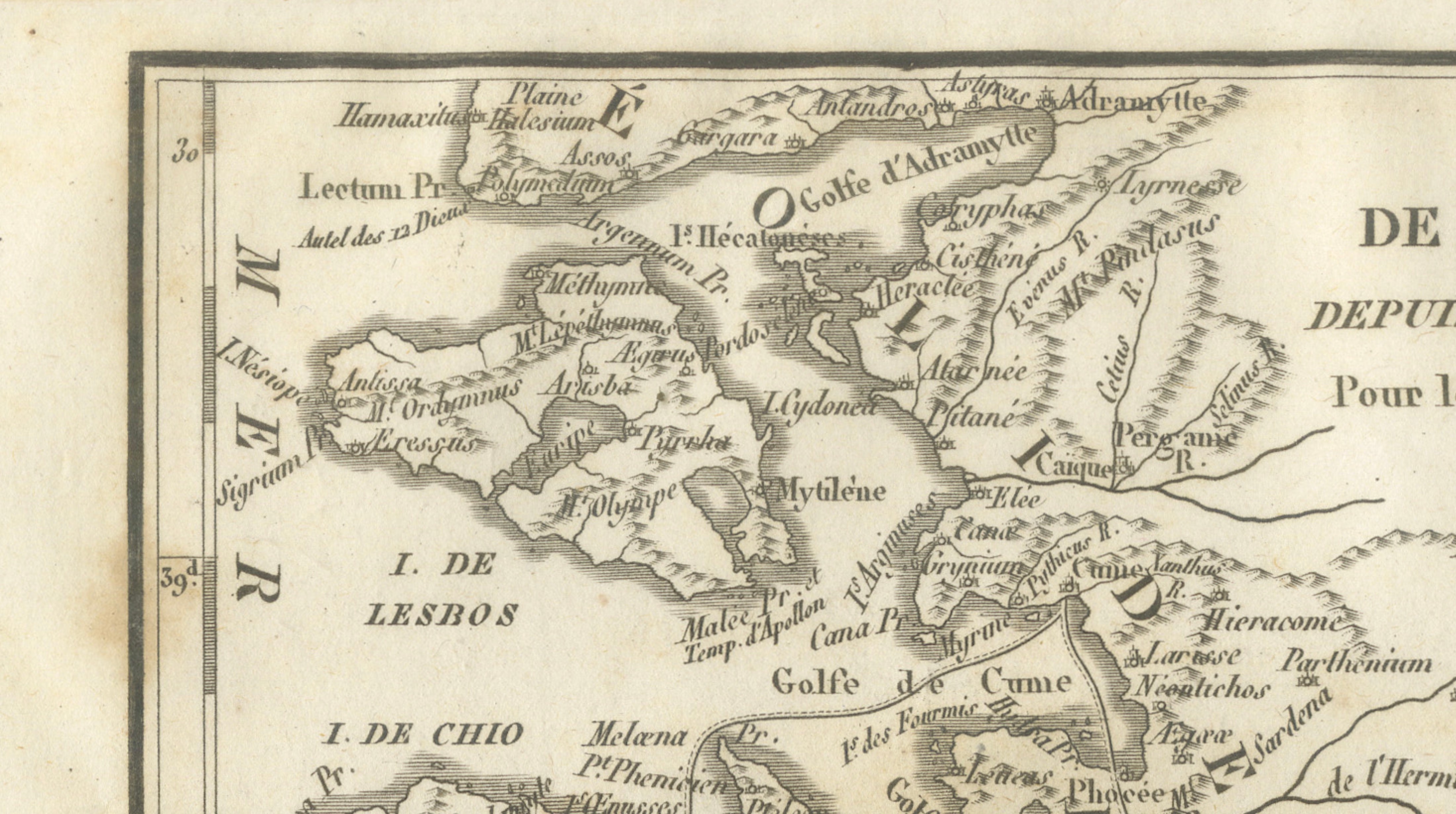 Antique Map of Asia Minor Coast and Greek Islands by Ambroise Tardieu, 1825