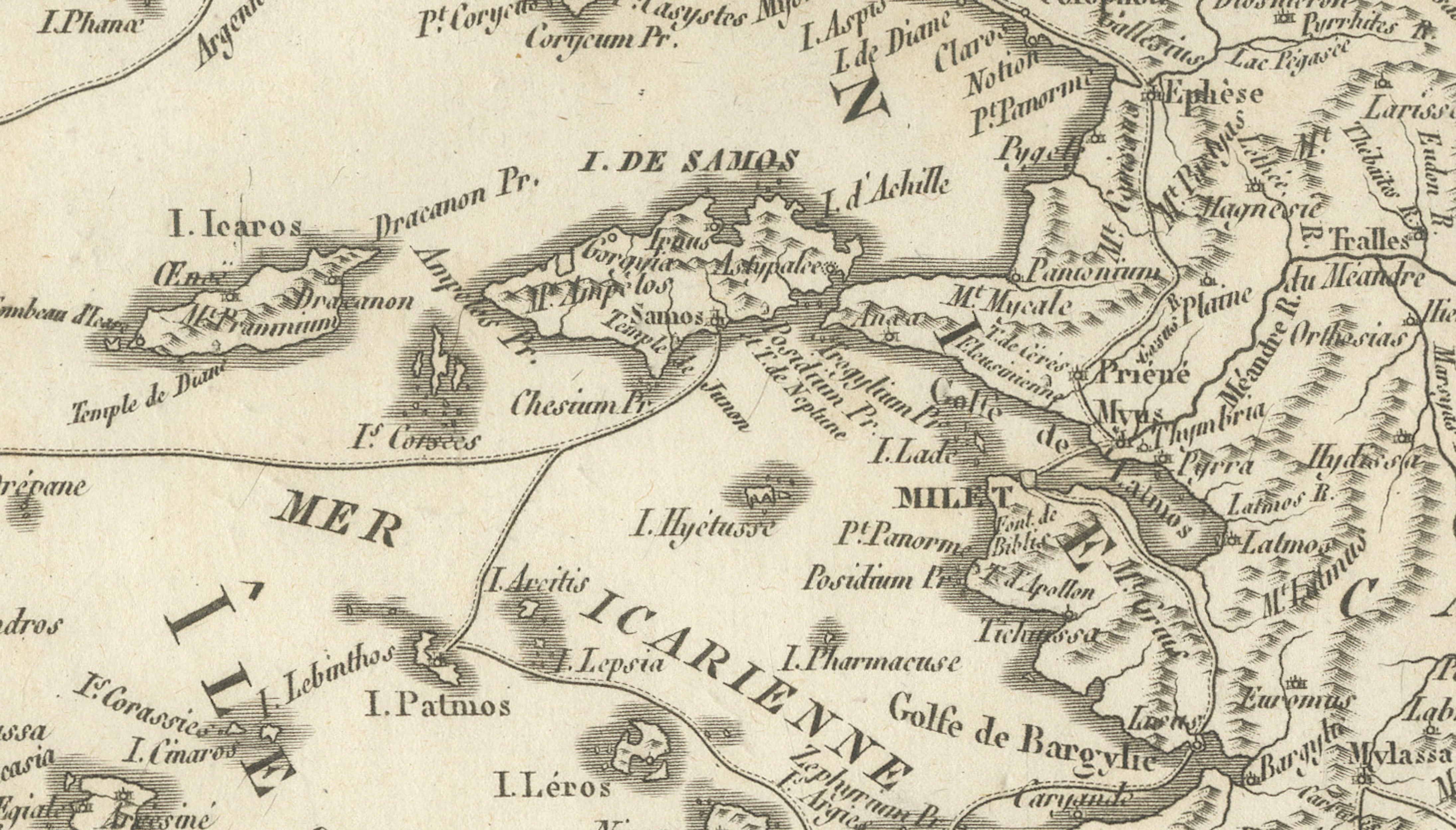 Antique Map of Asia Minor Coast and Greek Islands by Ambroise Tardieu, 1825