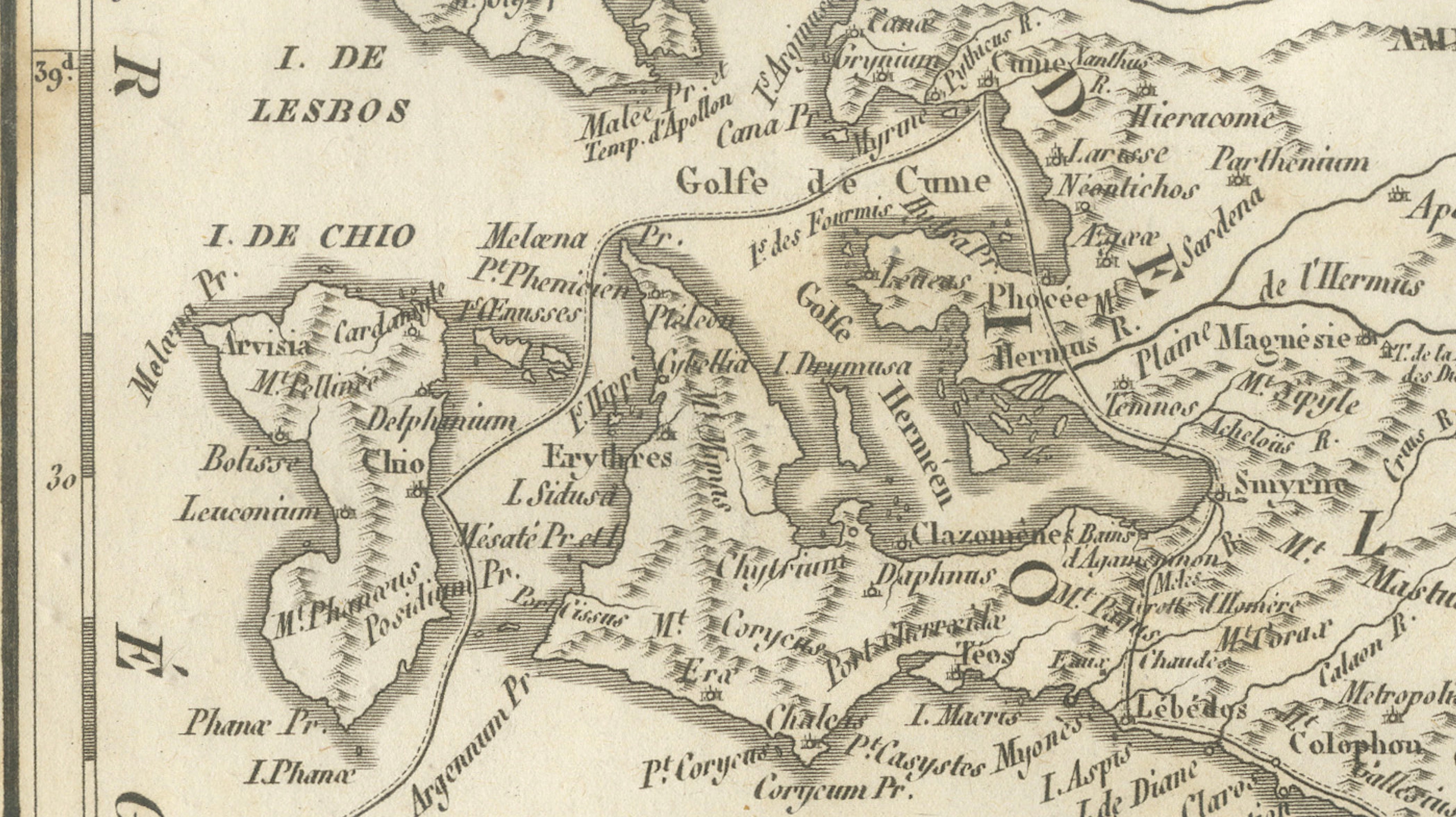 Antique Map of Asia Minor Coast and Greek Islands by Ambroise Tardieu, 1825