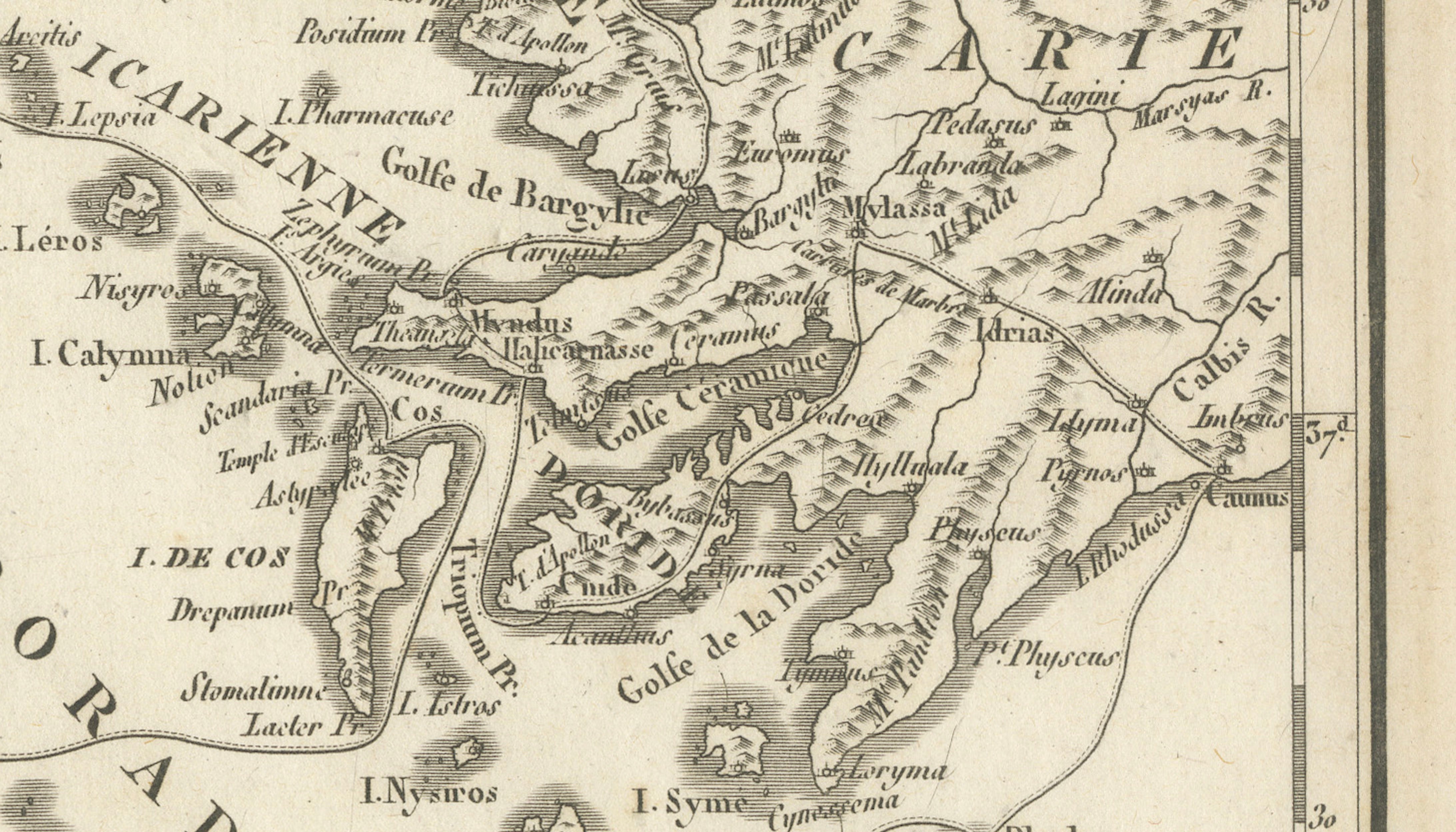 Antique Map of Asia Minor Coast and Greek Islands by Ambroise Tardieu, 1825
