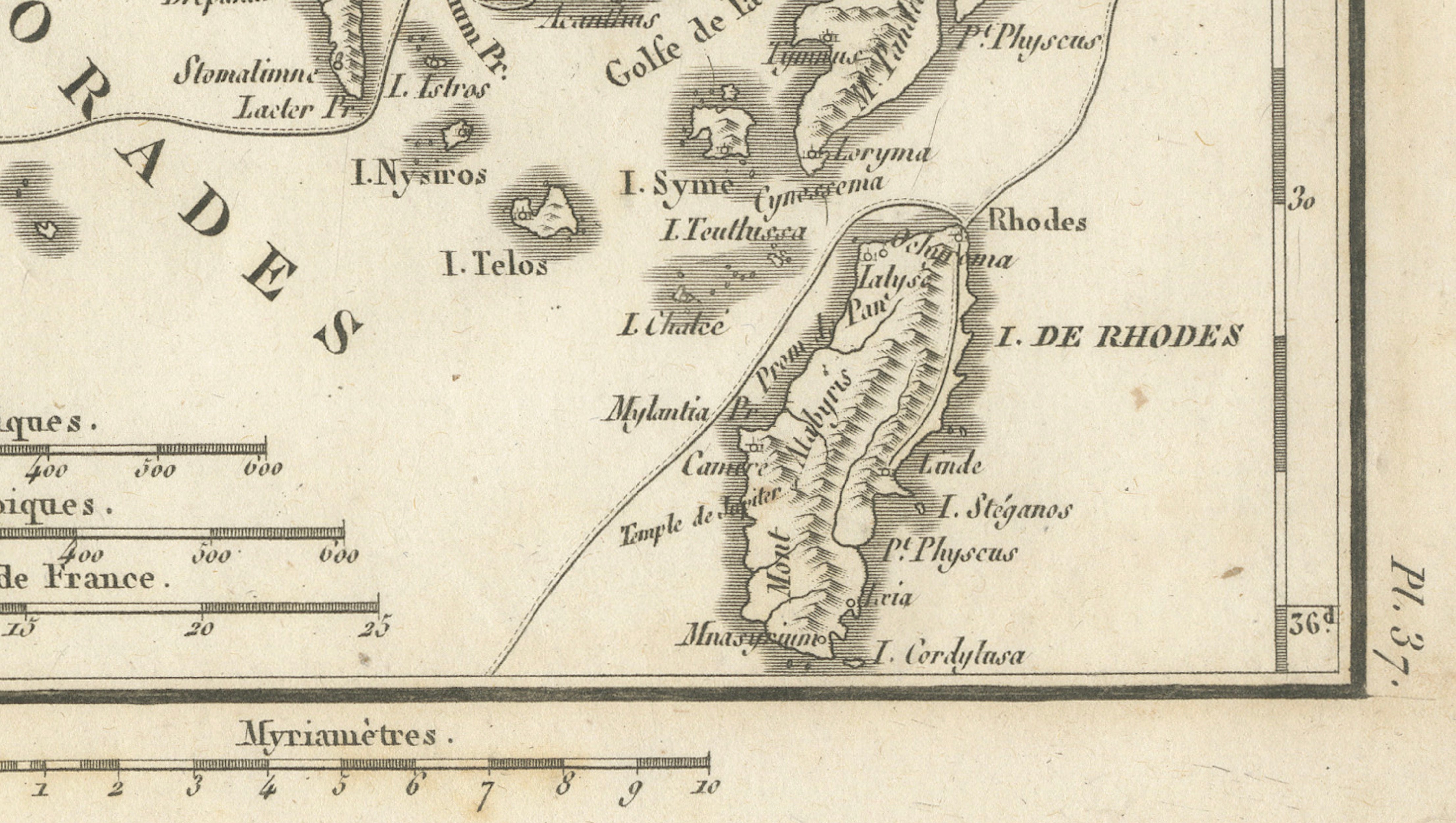 Antique Map of Asia Minor Coast and Greek Islands by Ambroise Tardieu, 1825