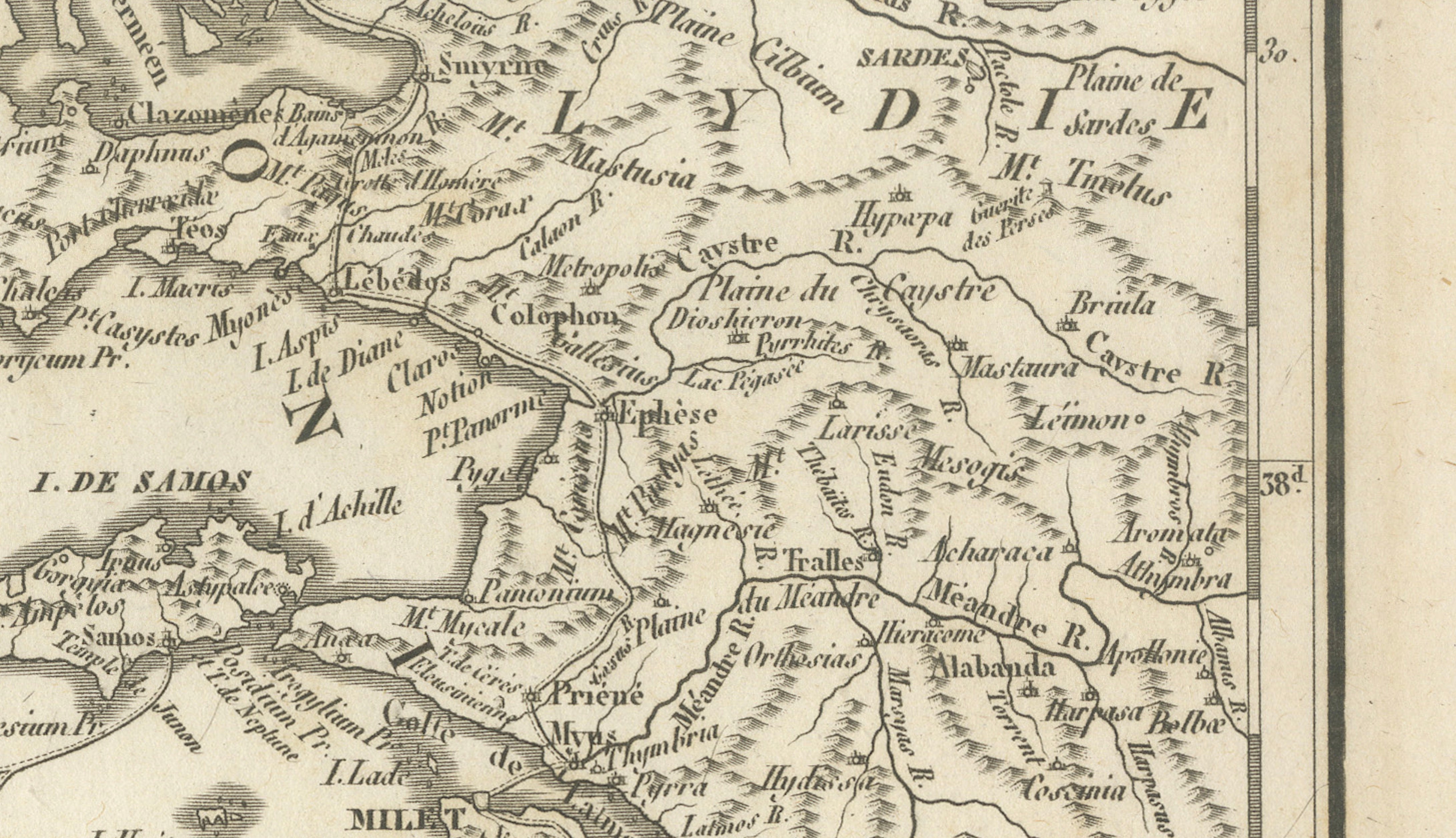 Antique Map of Asia Minor Coast and Greek Islands by Ambroise Tardieu, 1825