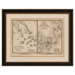 Antique Maps of the Cyclades and Delos by Ambroise Tardieu, 1825