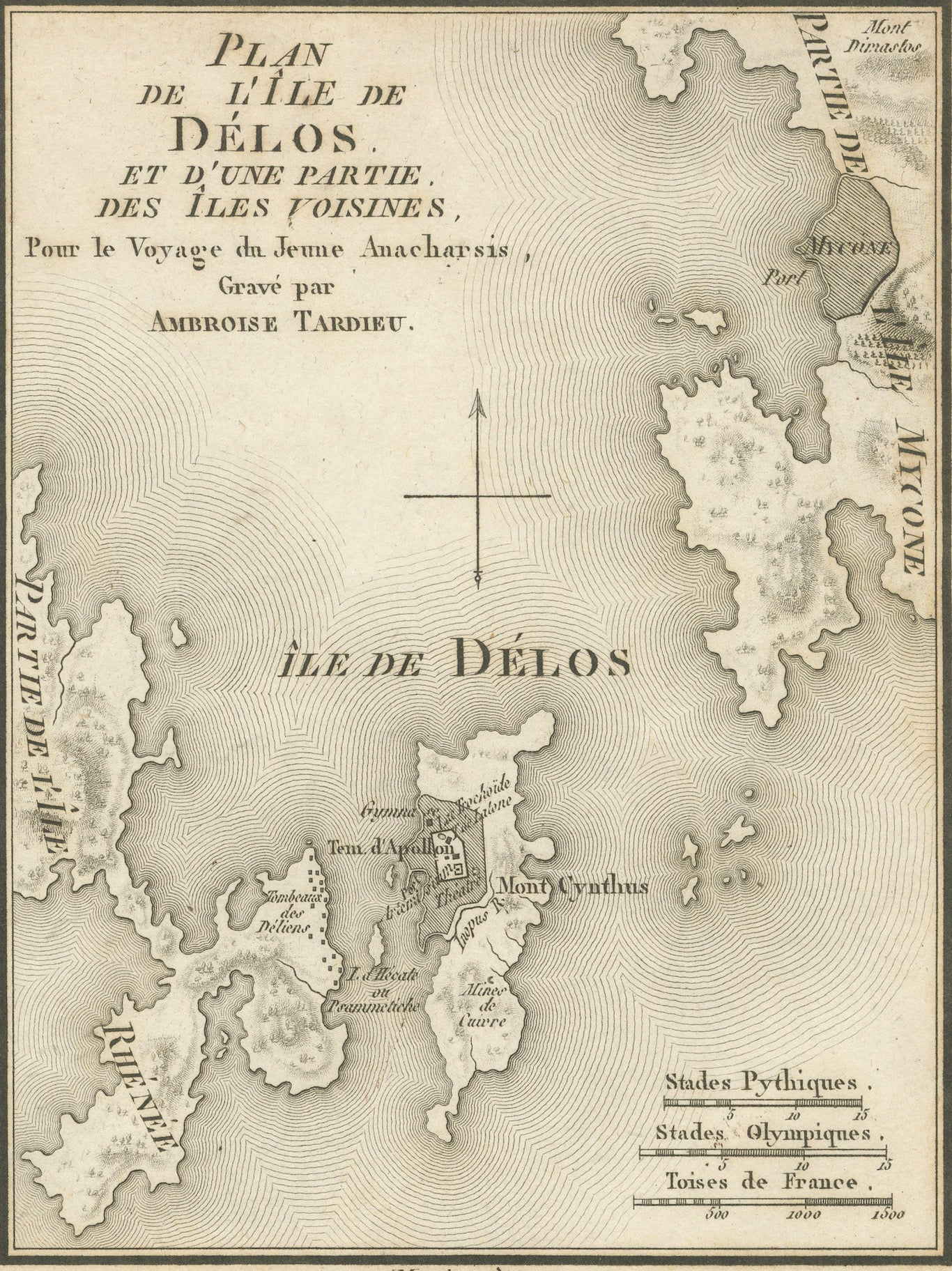 Antique Maps of the Cyclades and Delos by Ambroise Tardieu, 1825