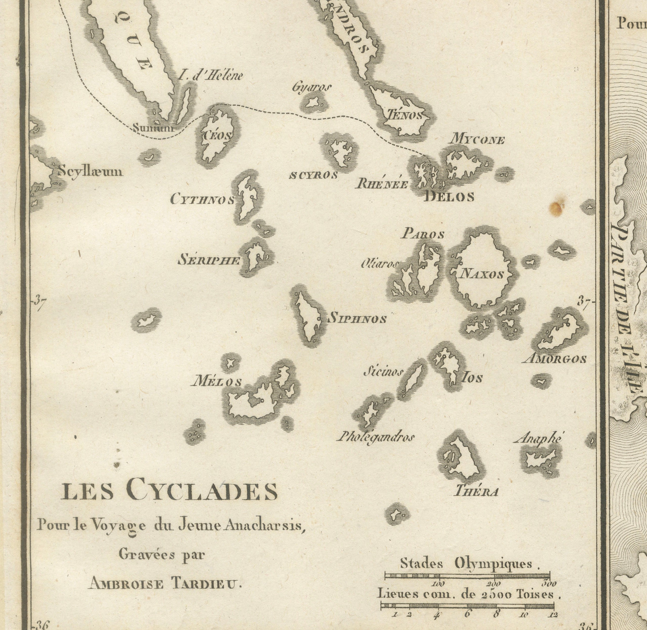 Antique Maps of the Cyclades and Delos by Ambroise Tardieu, 1825