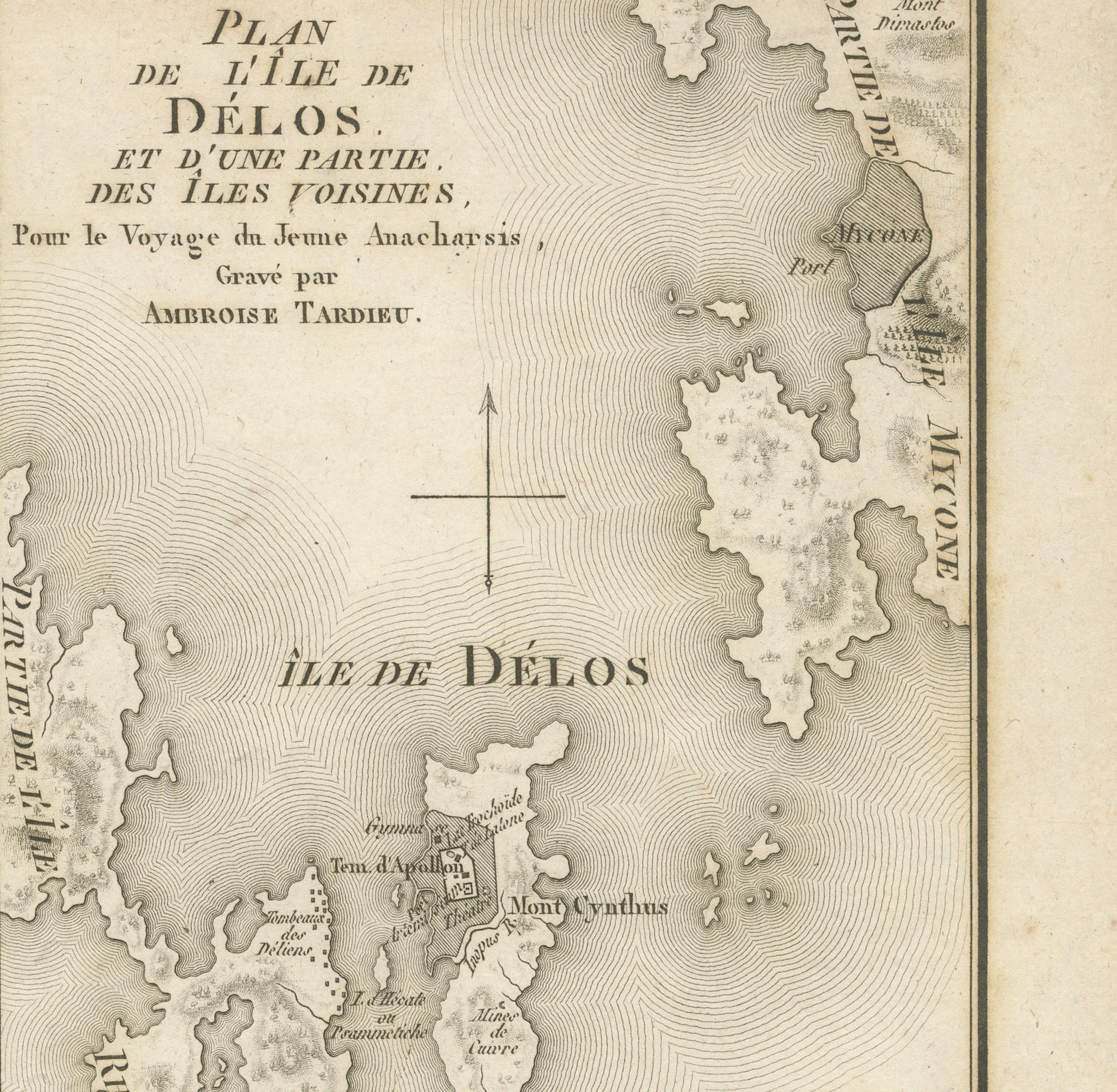 Antique Maps of the Cyclades and Delos by Ambroise Tardieu, 1825