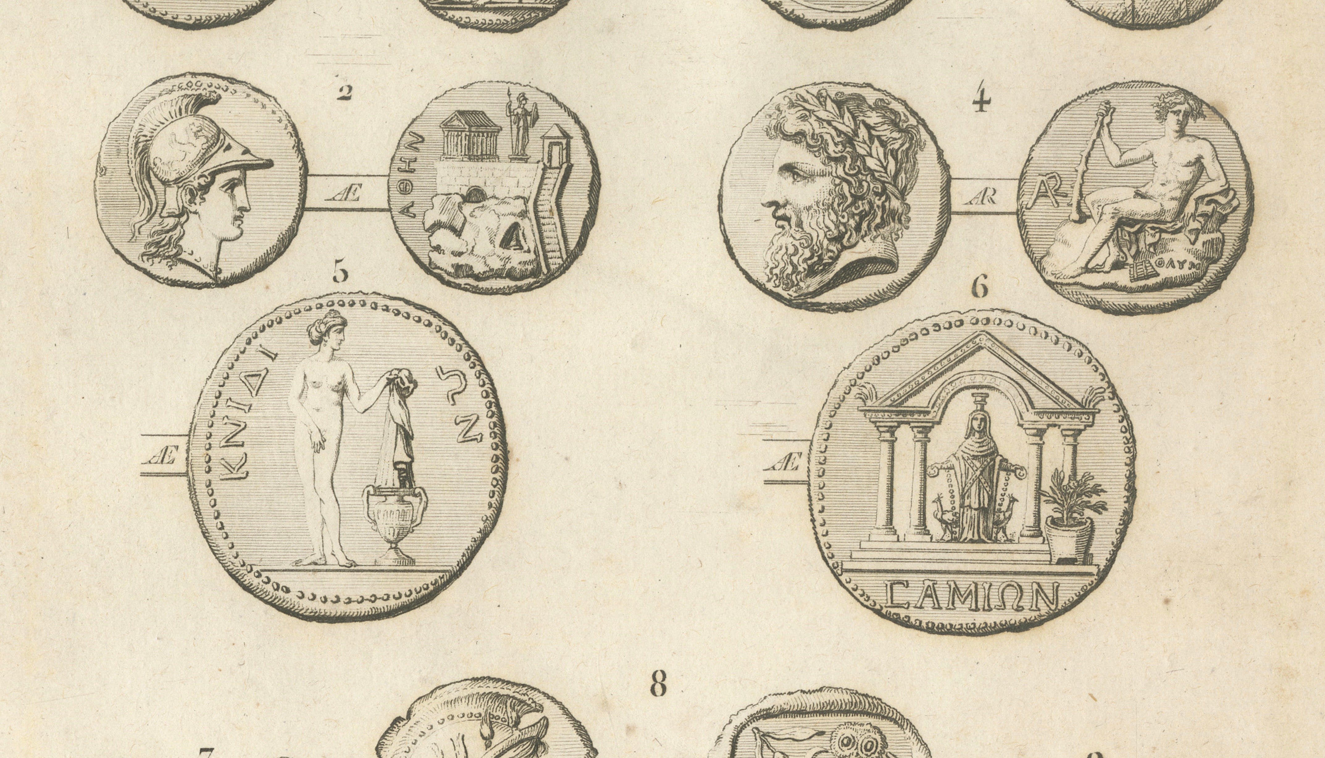 Antique Print of Ancient Greek Coins and Medals, Tardieu, 1825