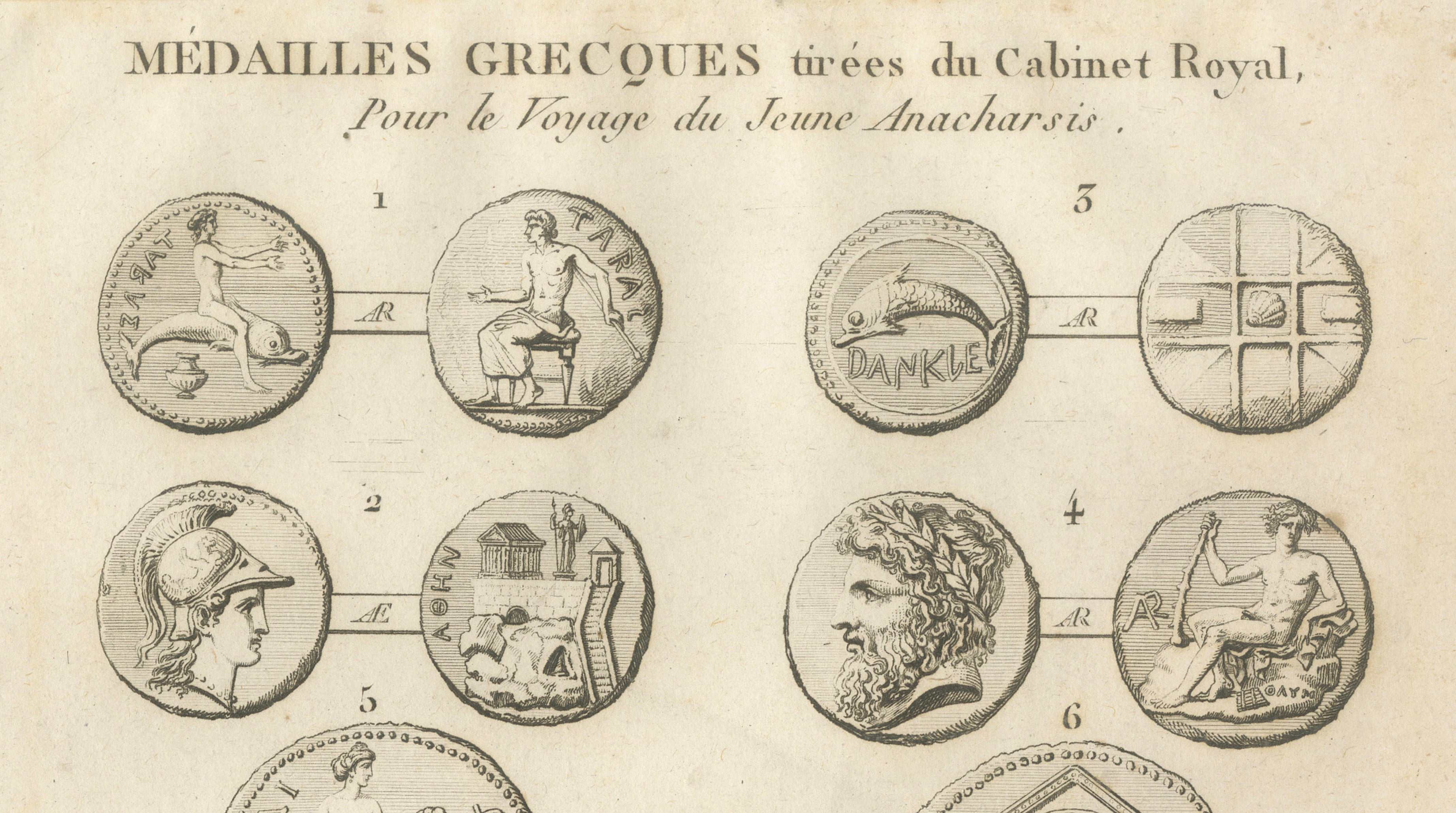 Antique Print of Ancient Greek Coins and Medals, Tardieu, 1825
