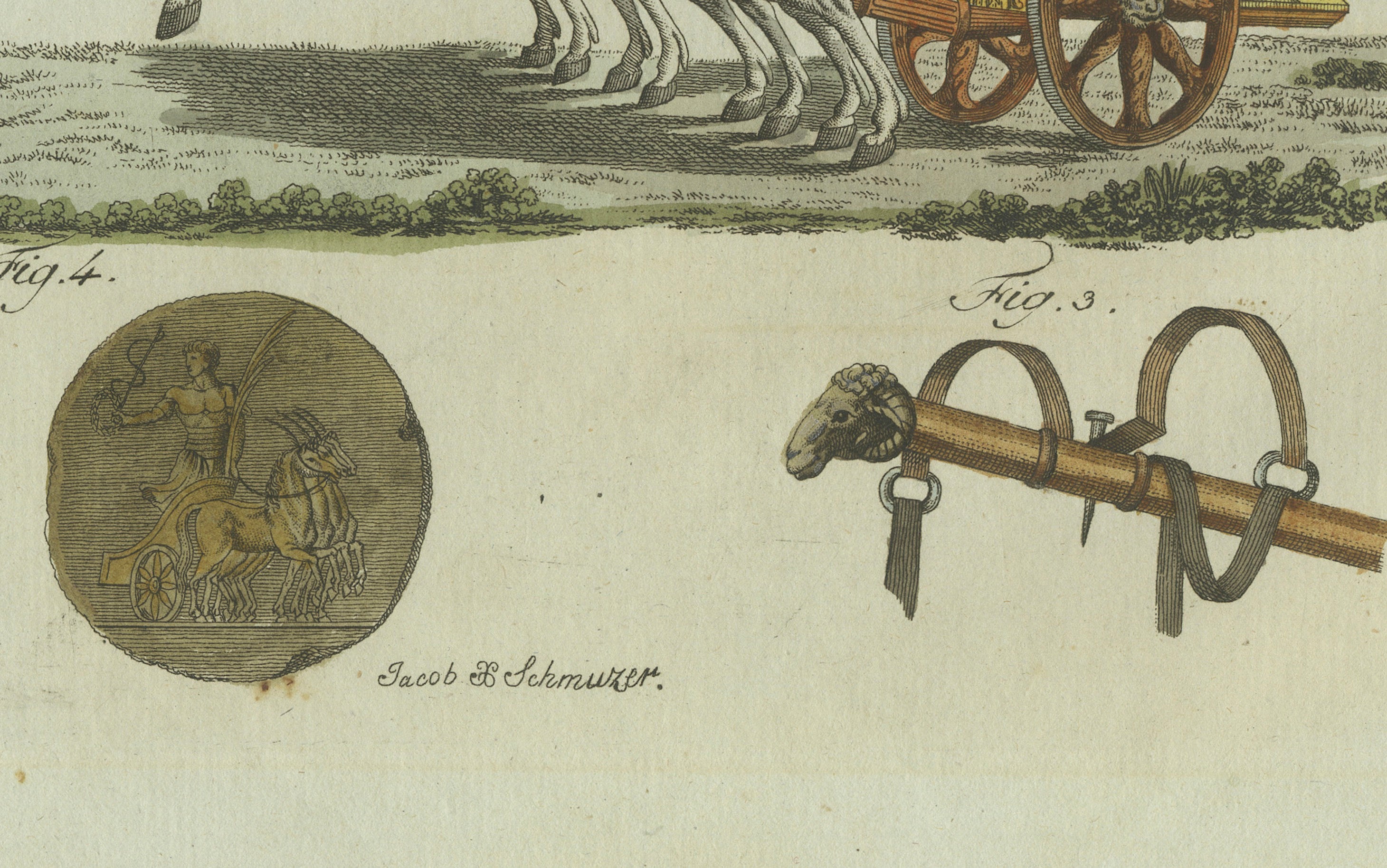 Original Antique Print of Roman Chariot Racing and Circus Maximus, c.1800