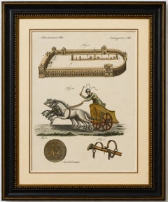 Original Antique Print of Roman Chariot Racing and Circus Maximus, c.1800