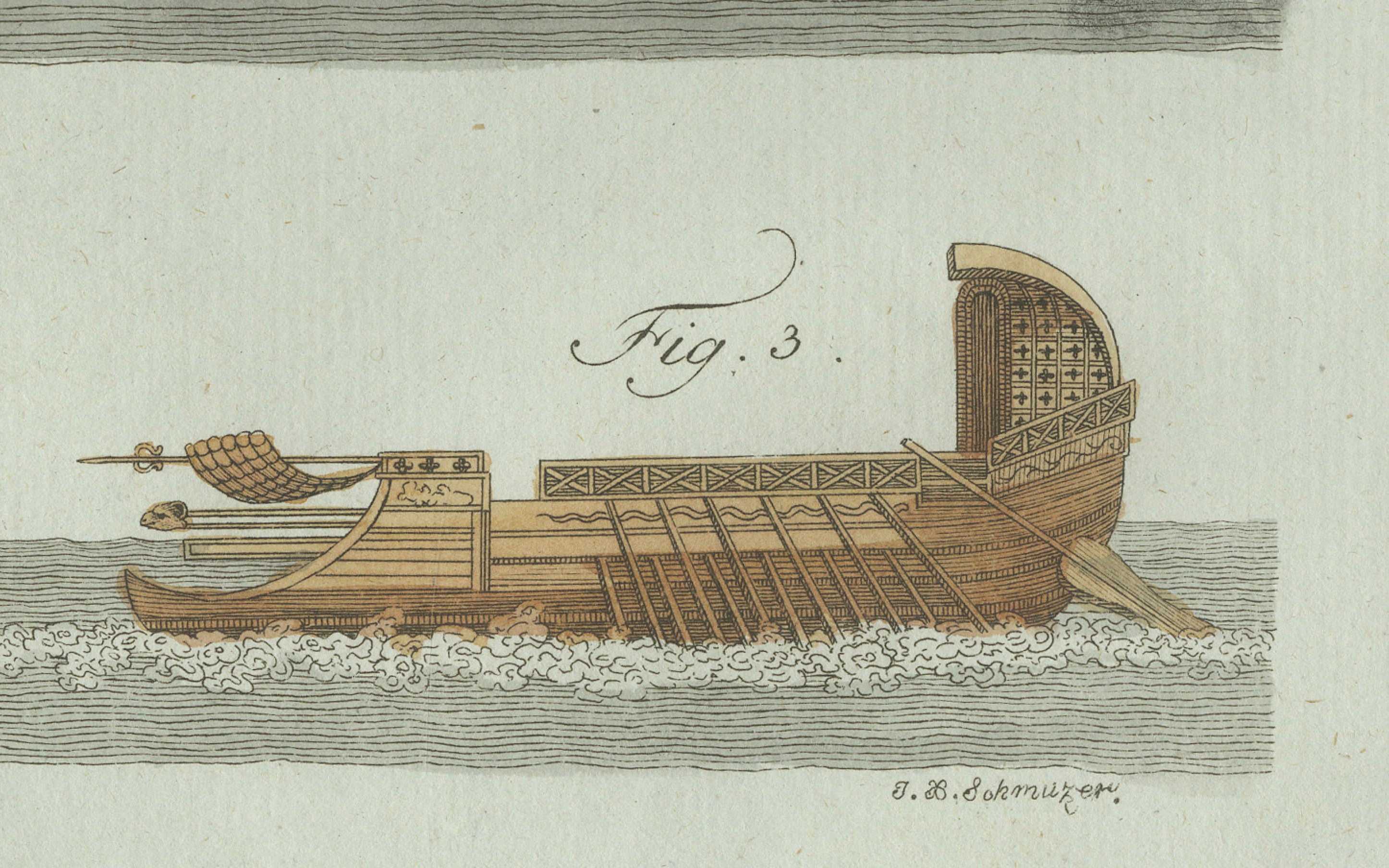 Original Antique Print of Roman Naval Battles and Warships by Bertuch, c. 1800
