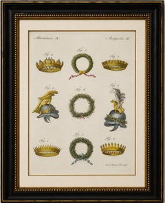 Original Antique Print of Ancient Crowns and Laurel Wreaths by Bertuch, c. 1800