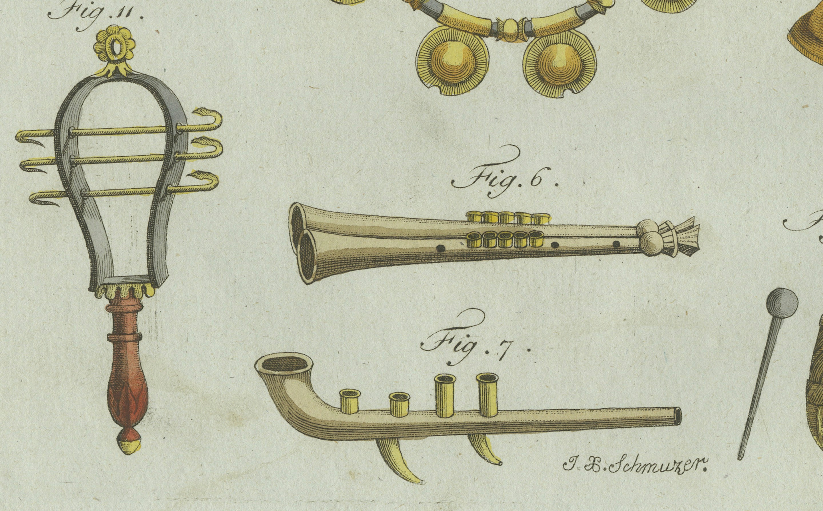 Original Antique Print of Ancient Greek and Roman Musical Instruments, 1802