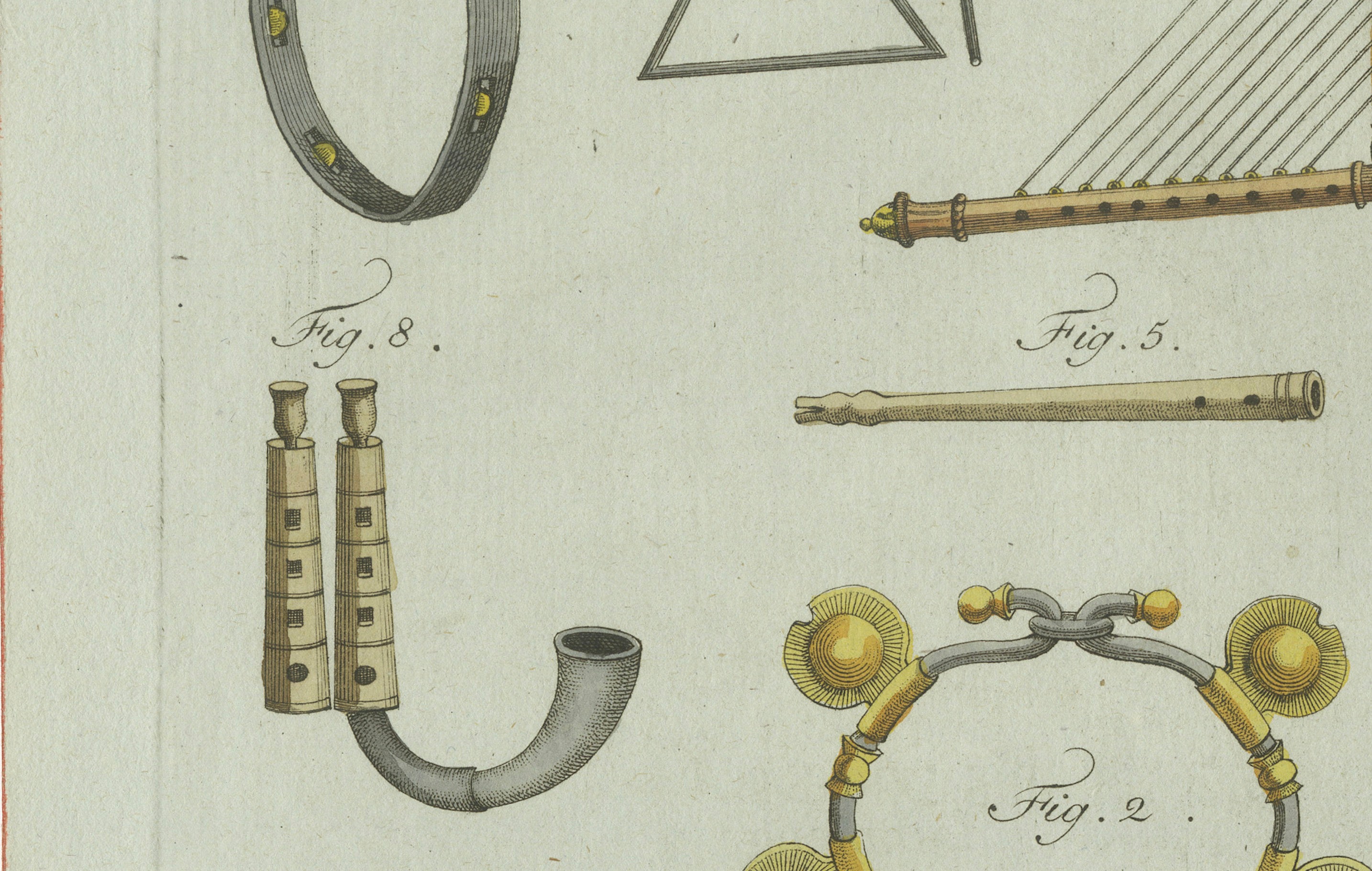 Original Antique Print of Ancient Greek and Roman Musical Instruments, 1802