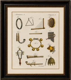Original Antique Print of Ancient Greek and Roman Musical Instruments, 1802