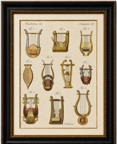 Original Antique Print of Ancient Greek and Roman Lyres by Bertuch, 1802