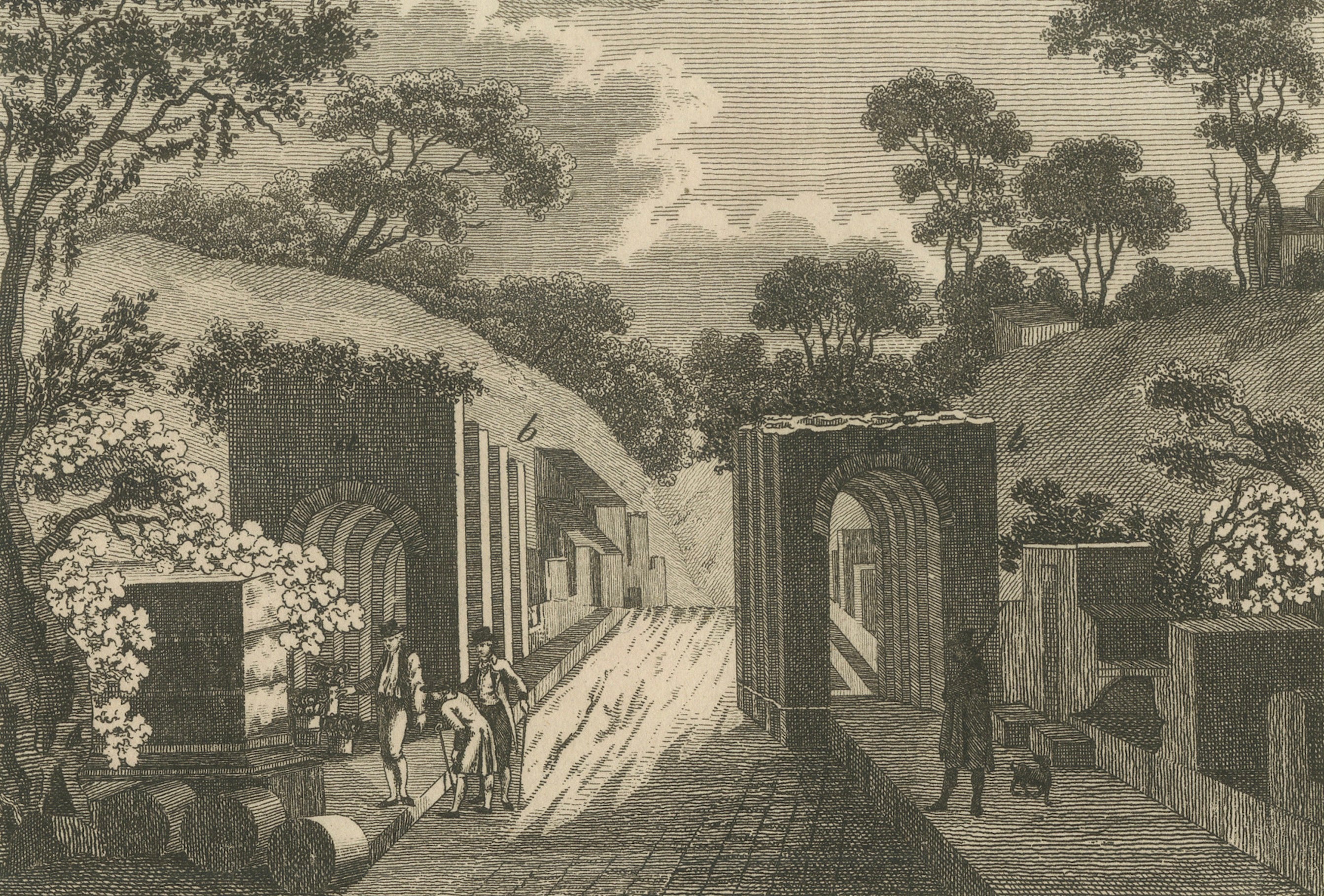 Original Antique Print of Archaeological Excavations by Bertuch, c. 1800