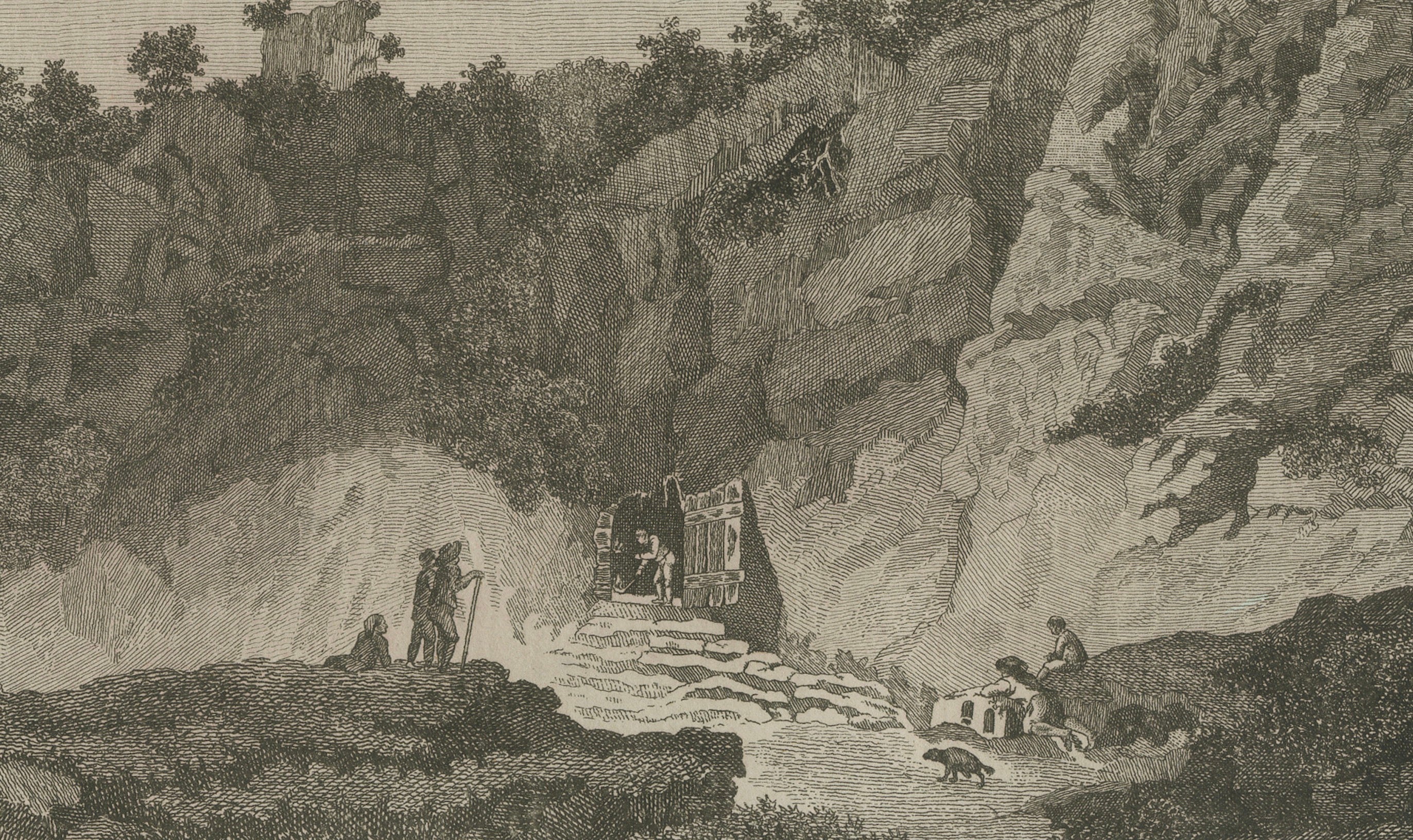 Original Antique Print of Mountain Roads and Rock-Cut Passes by Bertuch, c. 1800