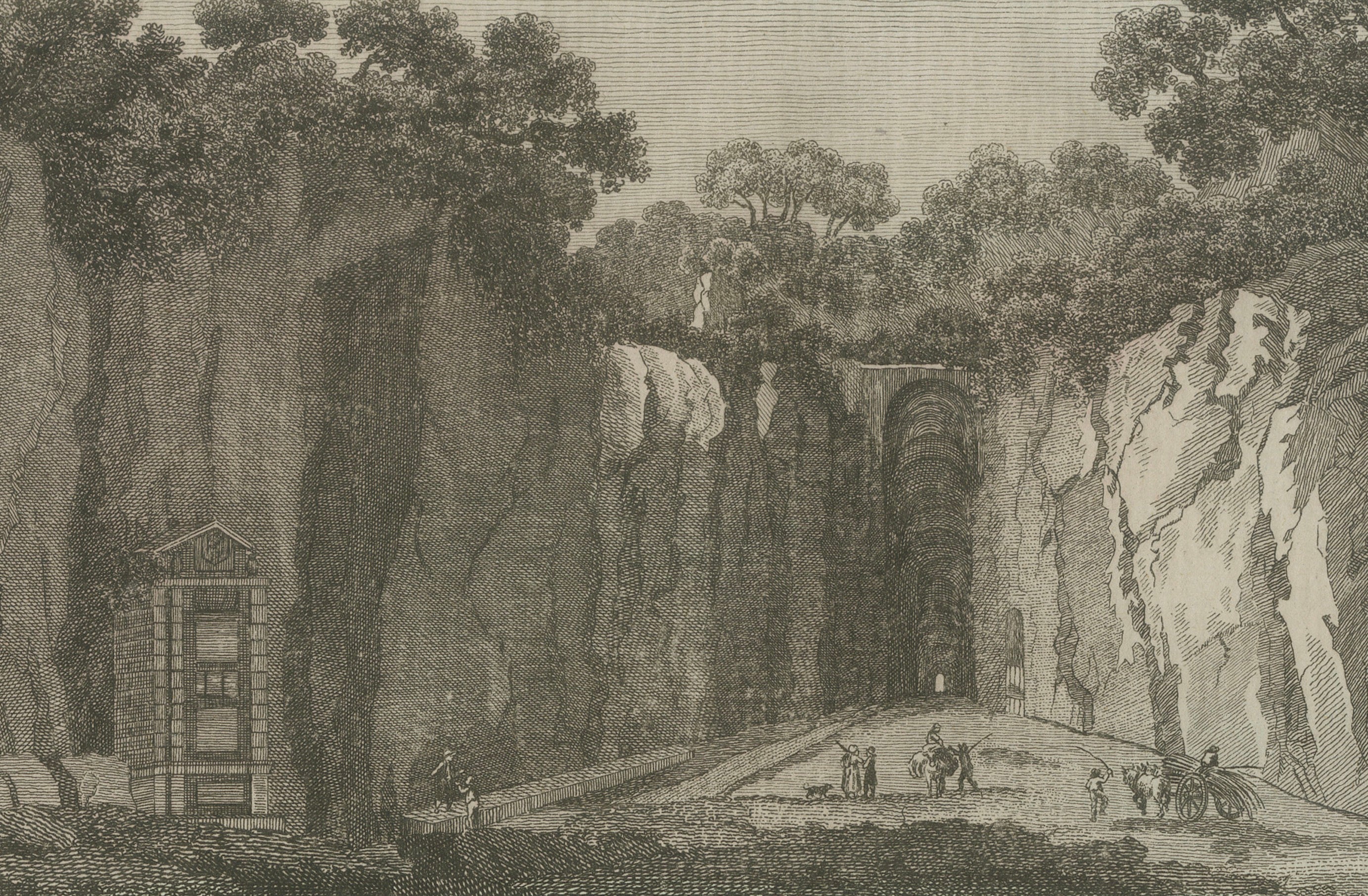 Original Antique Print of Mountain Roads and Rock-Cut Passes by Bertuch, c. 1800