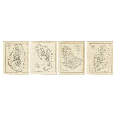 Set of Four Antique Maps of Caribbean Islands by Bryan Edwards, 1818