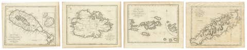 Antique Caribbean Maps of St. Kitts, Antigua, Virgin Islands & Tobago, 1818