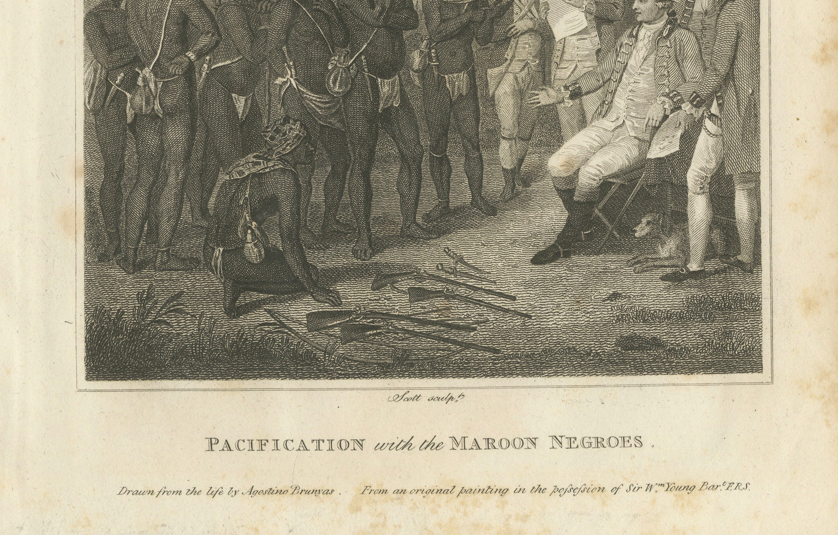 Jamaican Maroons, Antique Caribbean Engraving after Brunias, 1818