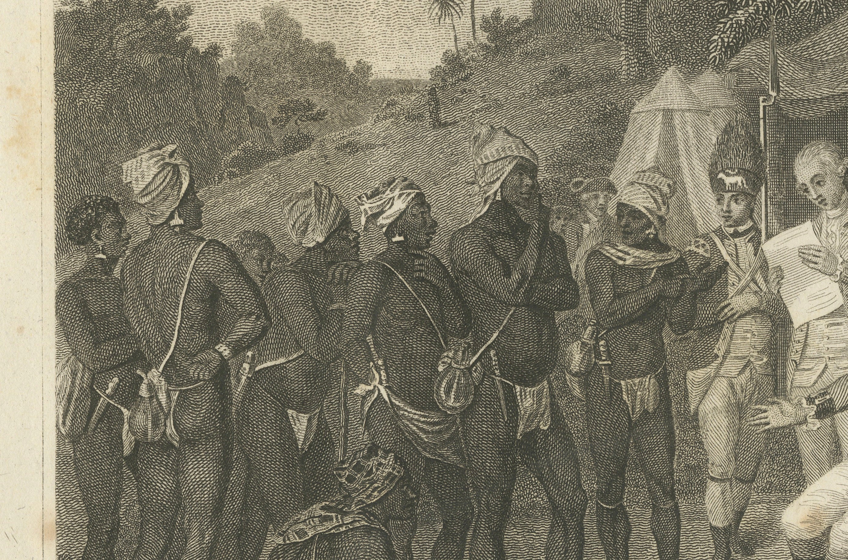 Jamaican Maroons, Antique Caribbean Engraving after Brunias, 1818