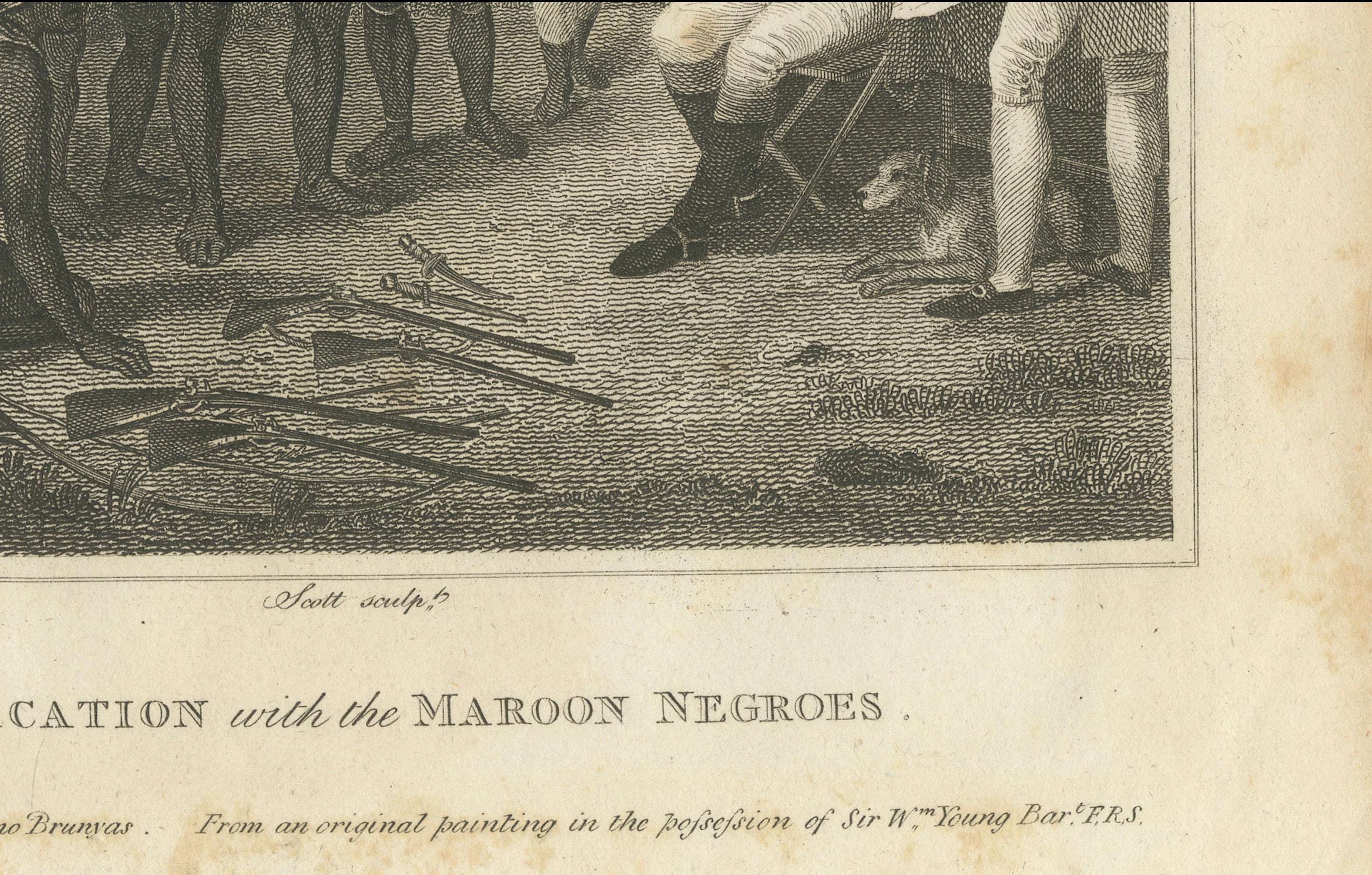 Jamaican Maroons, Antique Caribbean Engraving after Brunias, 1818